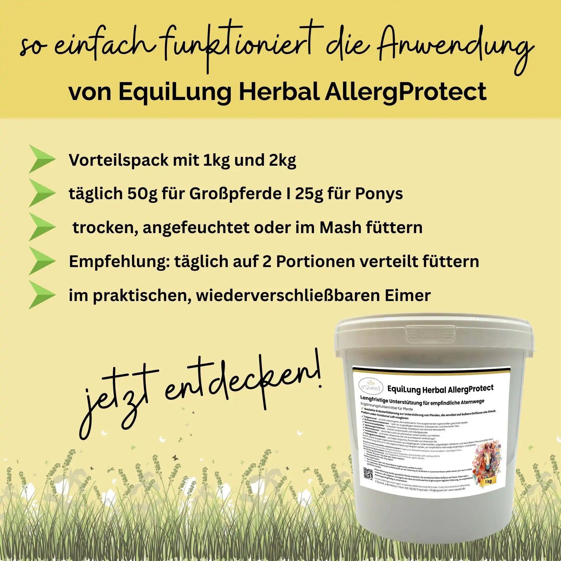 EquiLung Herbal AllergProtect Kräutermischung Für Pferde Zur Langzeitunterstützung Empfindlicher Atemwege Staub Pollen by s`Queed