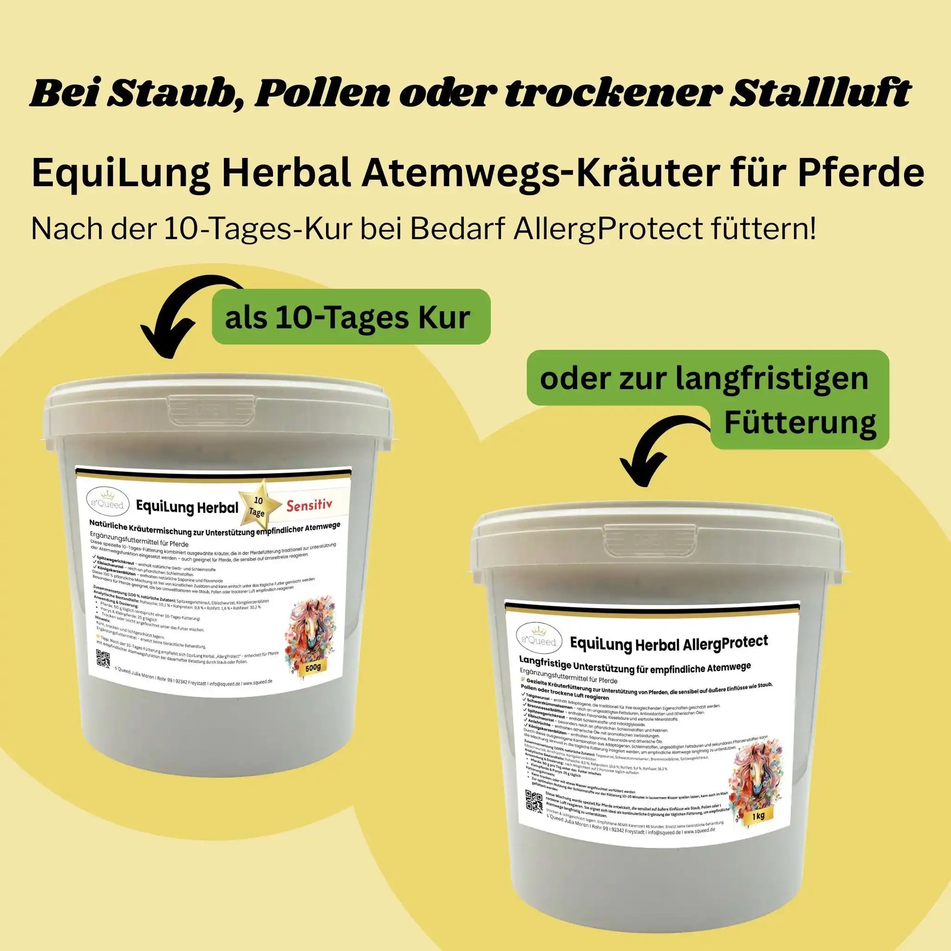 EquiLung Herbal Sensitiv Hustenkräuter Für Pferde Zur Unterstützung Empfindlicher Atemwege 10 Tage Fütterung by s`Queed