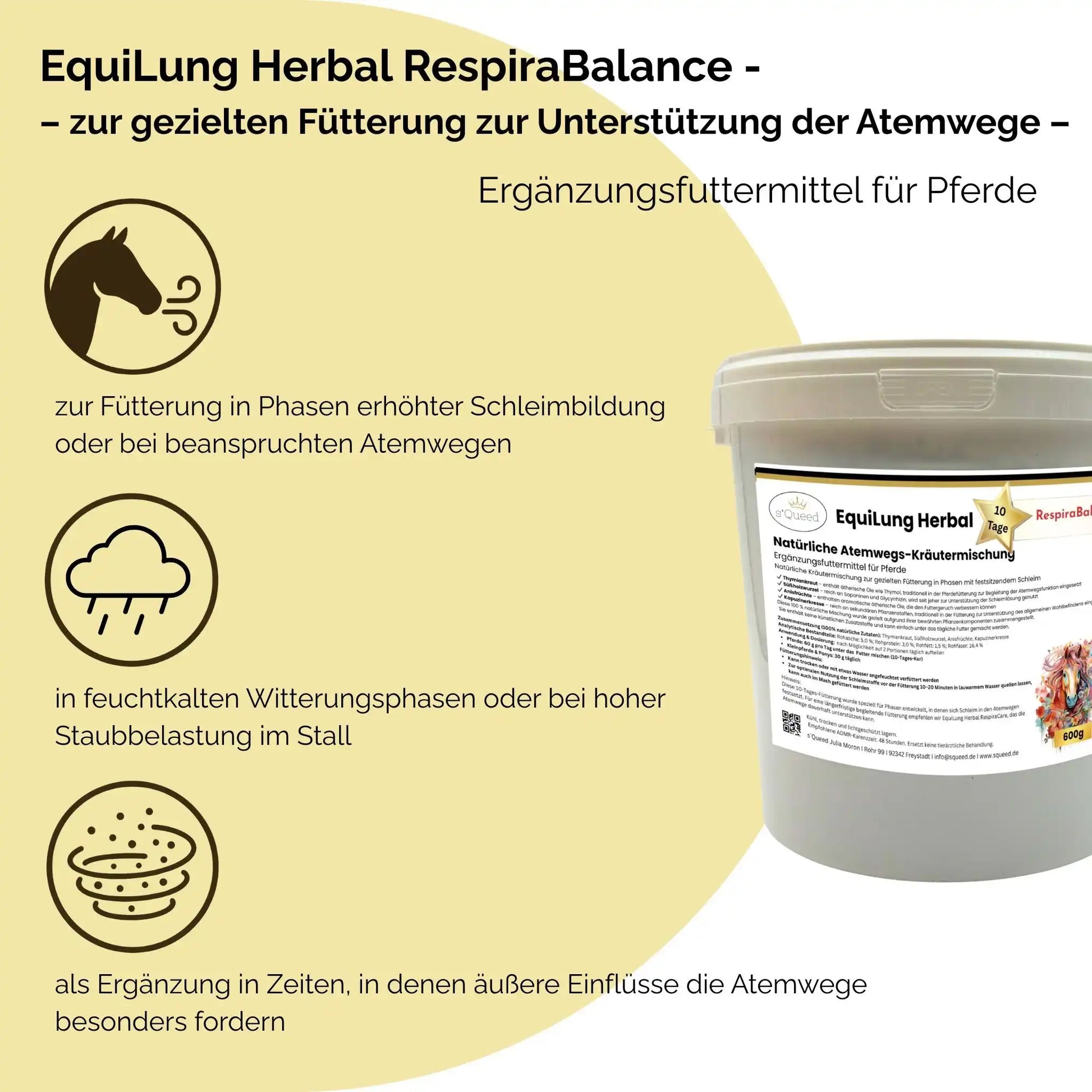 EquiLung Herbal RespiraBalance Kräutermischung Für Pferde In Phasen Schleimbildung Oder Bei Beanspruchten Atemwegen by s`Queed
