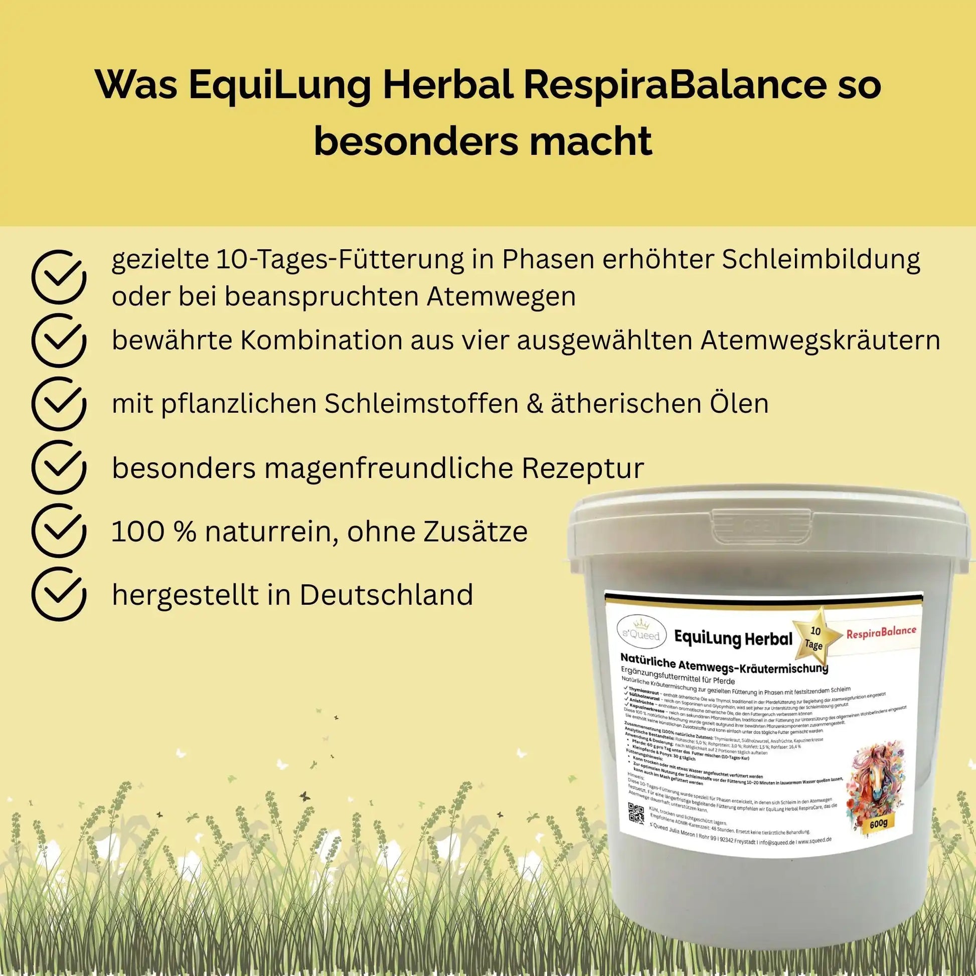 EquiLung Herbal RespiraBalance Kräutermischung Für Pferde In Phasen Schleimbildung Oder Bei Beanspruchten Atemwegen by s`Queed