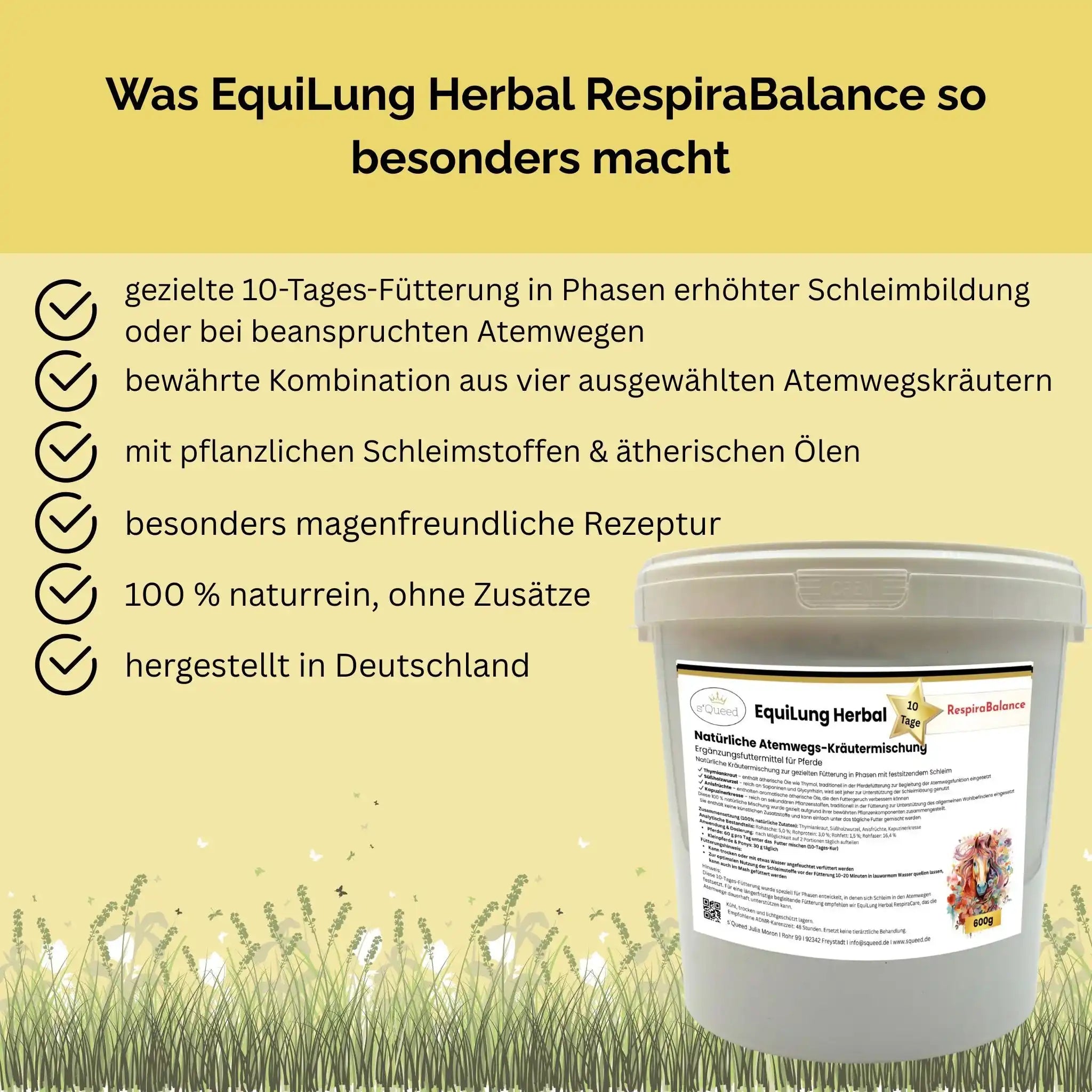 EquiLung Herbal RespiraBalance Kräutermischung Für Pferde In Phasen Schleimbildung Oder Bei Beanspruchten Atemwegen by s`Queed