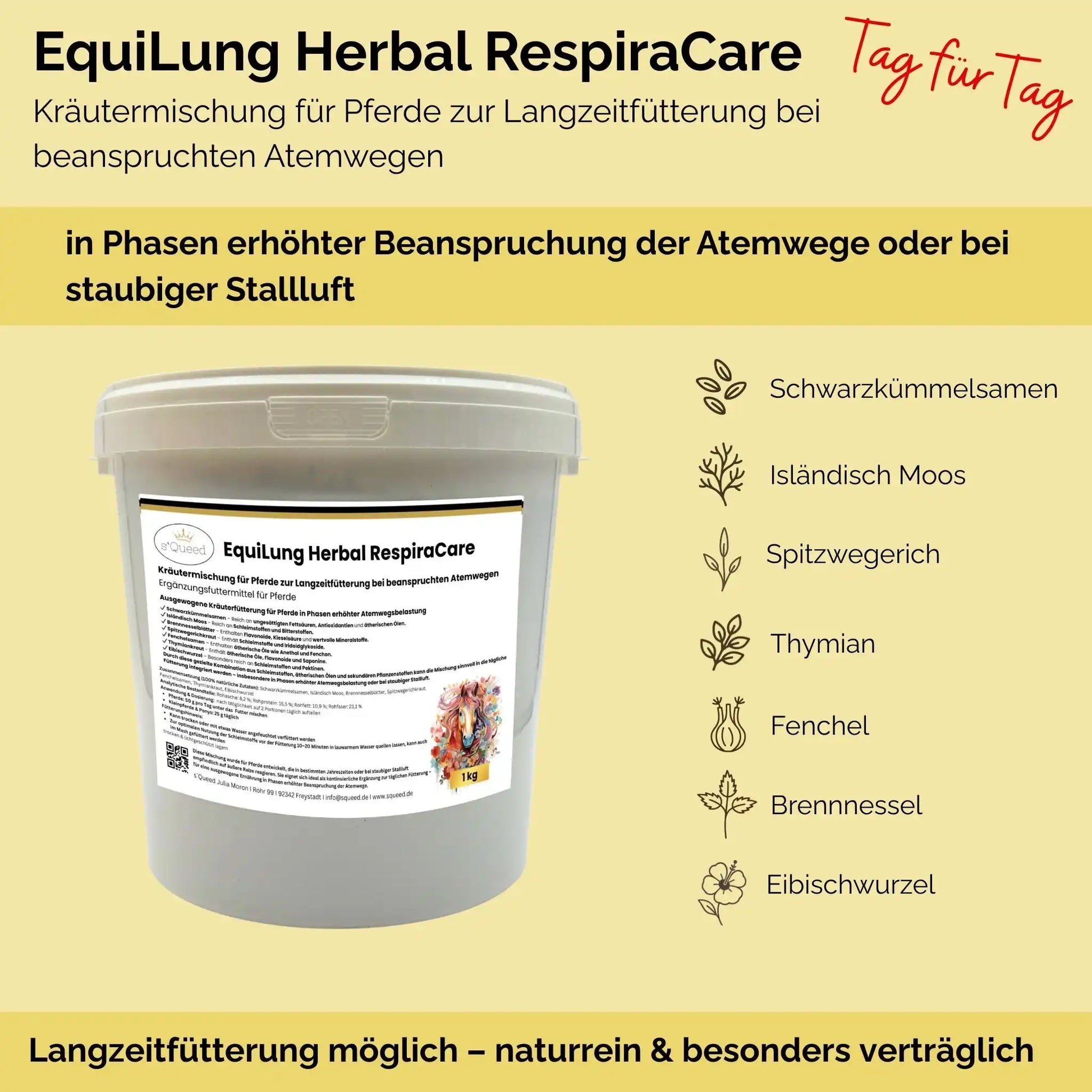 EquiLung Herbal RespiraCare Kräutermischung Für Pferde Zur Langzeitfütterung Bei Beanspruchten Atemwegen by s`Queed