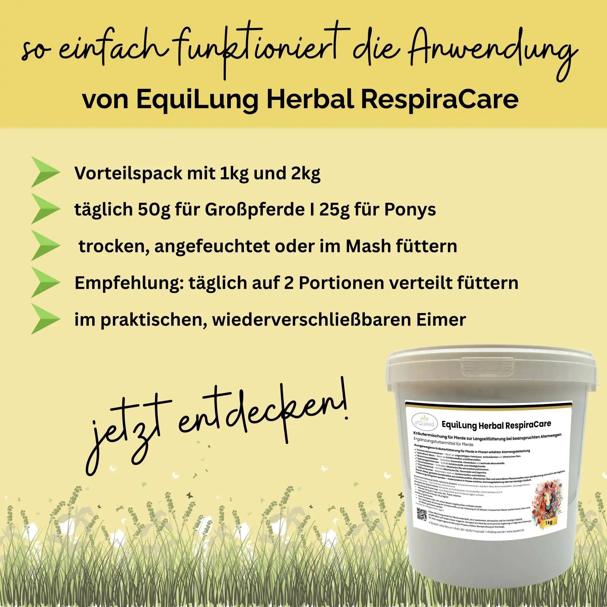 EquiLung Herbal RespiraCare Kräutermischung Für Pferde Zur Langzeitfütterung Bei Beanspruchten Atemwegen by s`Queed