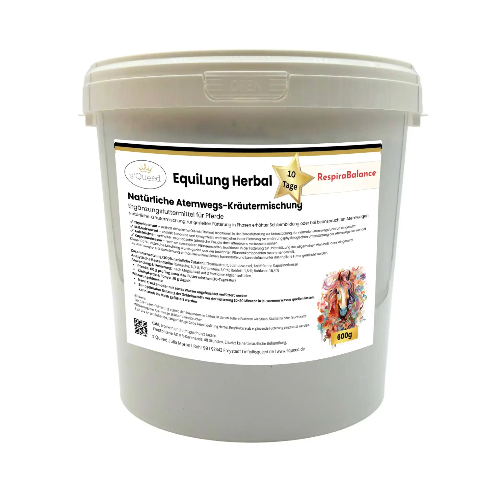 EquiLung Herbal RespiraBalance Kräutermischung Für Pferde In Phasen Schleimbildung Oder Bei Beanspruchten Atemwegen by s`Queed