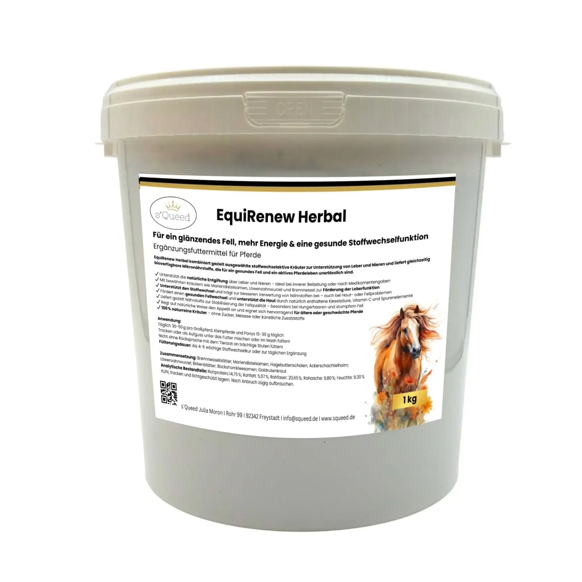 EquiRenew Herbal Fellwechsel Beim Pferd Unterstützen Mit Stoffwechsel Kräutern Für Leber Und Nieren Entgiftung Pferd by s`Queed