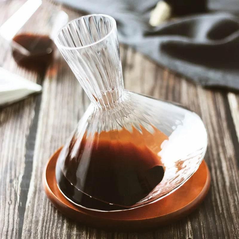 Exklusiver Rotierender Kristallglas Dekanter Mit 1 Liter Fassungsvermögen Für Rotwein Optimal 360 Grad Dekantieren