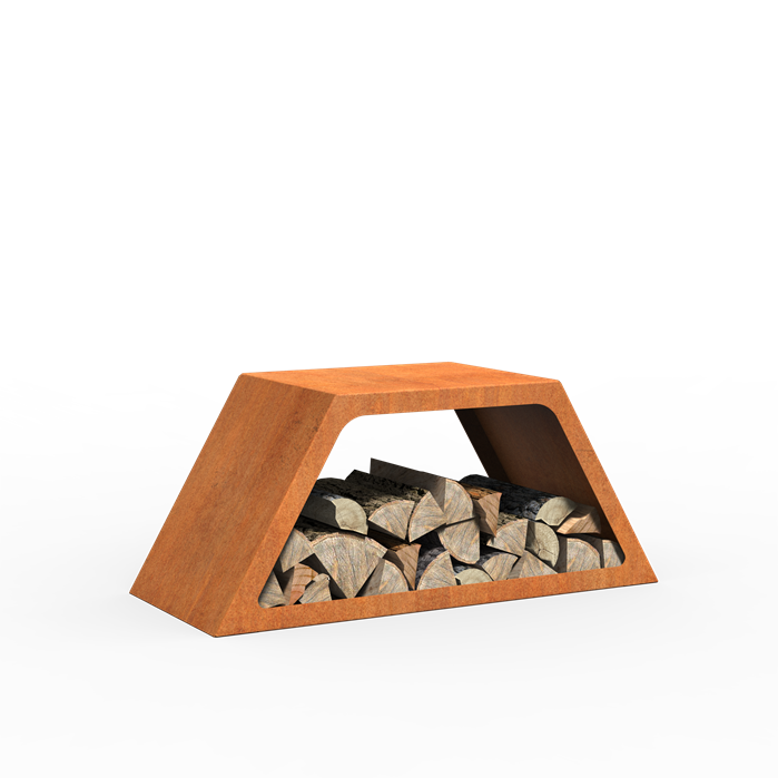 Cortenstahl Holzlager HEX