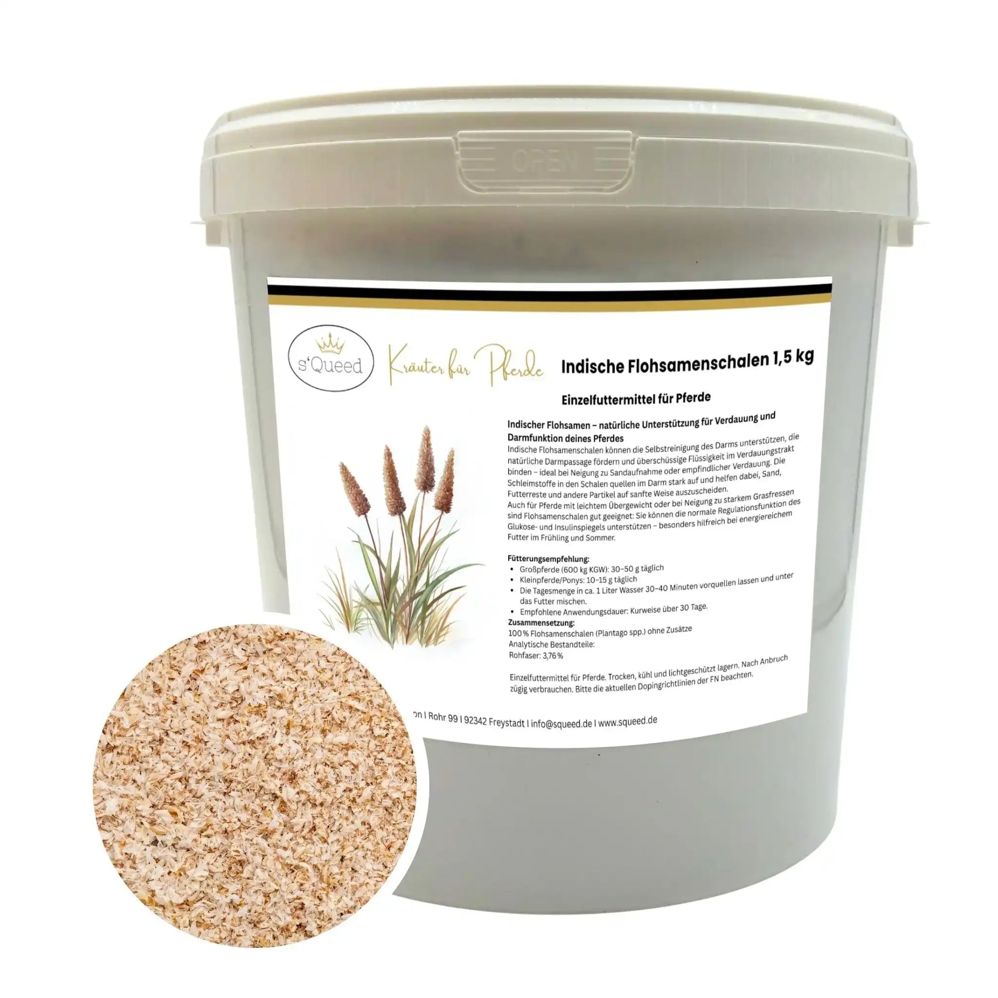 Indische Flohsamenschalen Für Pferde 1,5 Kg Unterstützen Verdauung Darmfunktion Bei Kotwasser Und Verdauungsproblemen by s`Queed