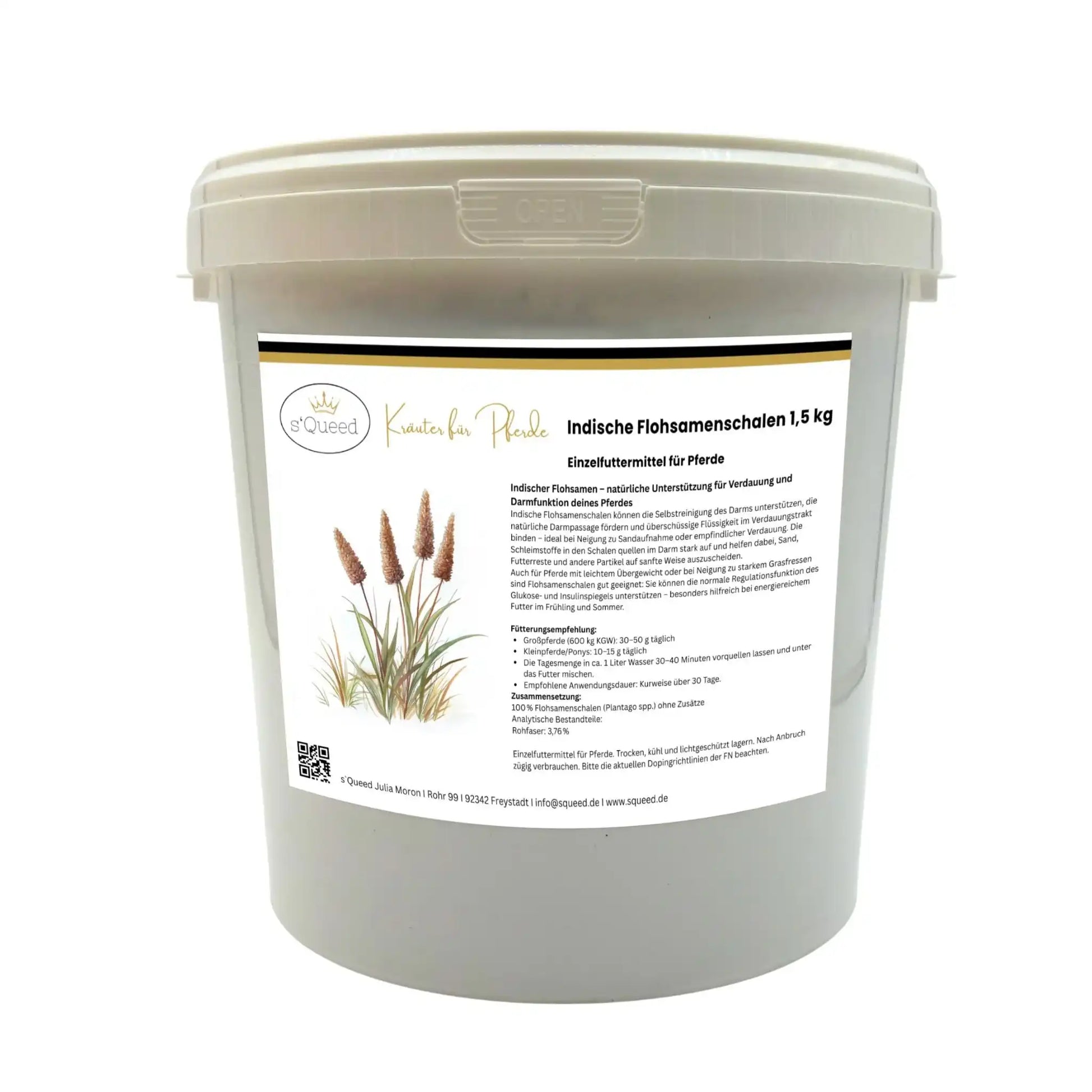 Indische Flohsamenschalen Für Pferde 1,5 Kg Unterstützen Verdauung Darmfunktion Bei Kotwasser Und Verdauungsproblemen by s`Queed
