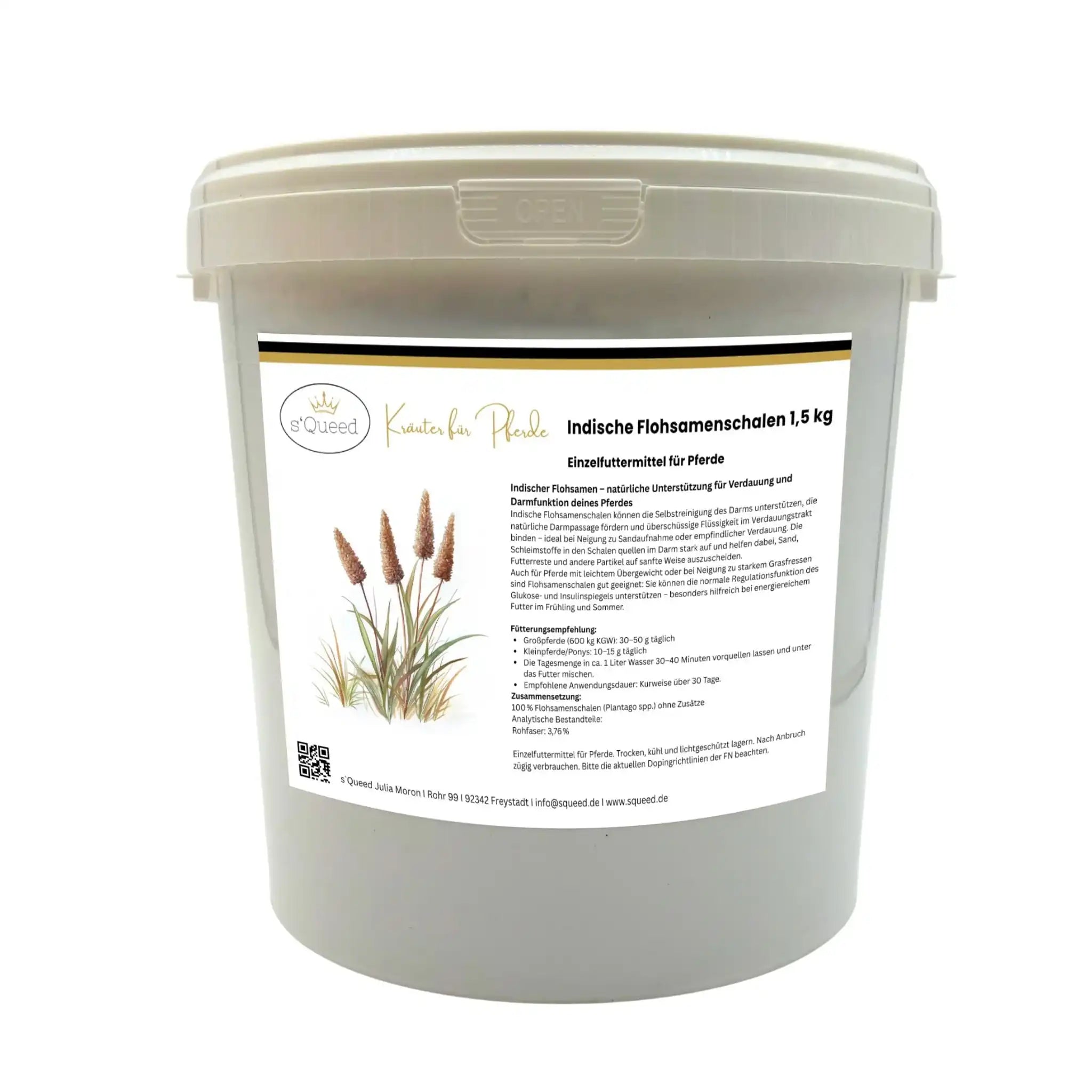 Indische Flohsamenschalen Für Pferde 1,5 Kg Unterstützen Verdauung Darmfunktion Bei Kotwasser Und Verdauungsproblemen by s`Queed