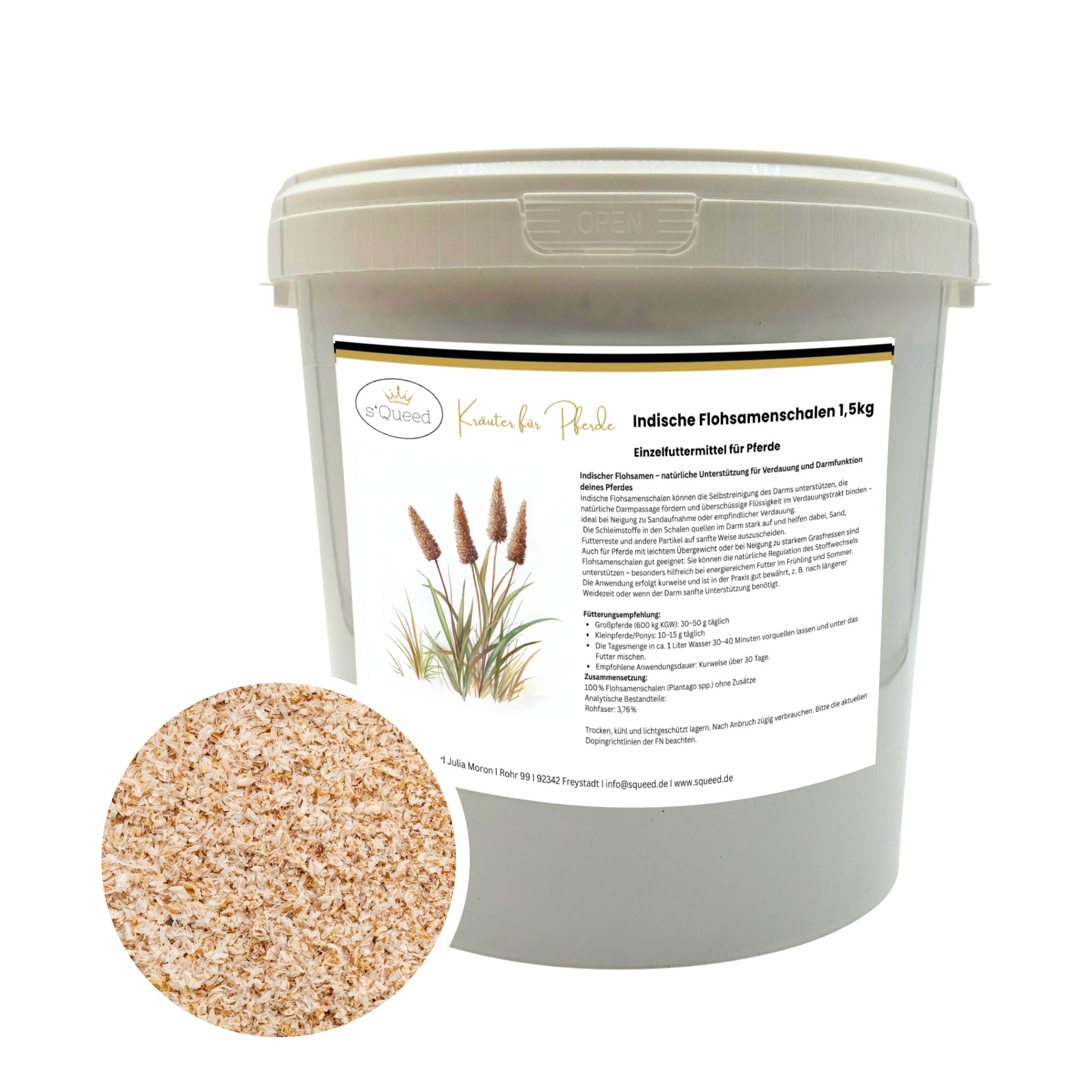 Indische Flohsamenschalen Für Pferde 1,5 Kg Unterstützen Verdauung Darmfunktion Bei Kotwasser Und Verdauungsproblemen