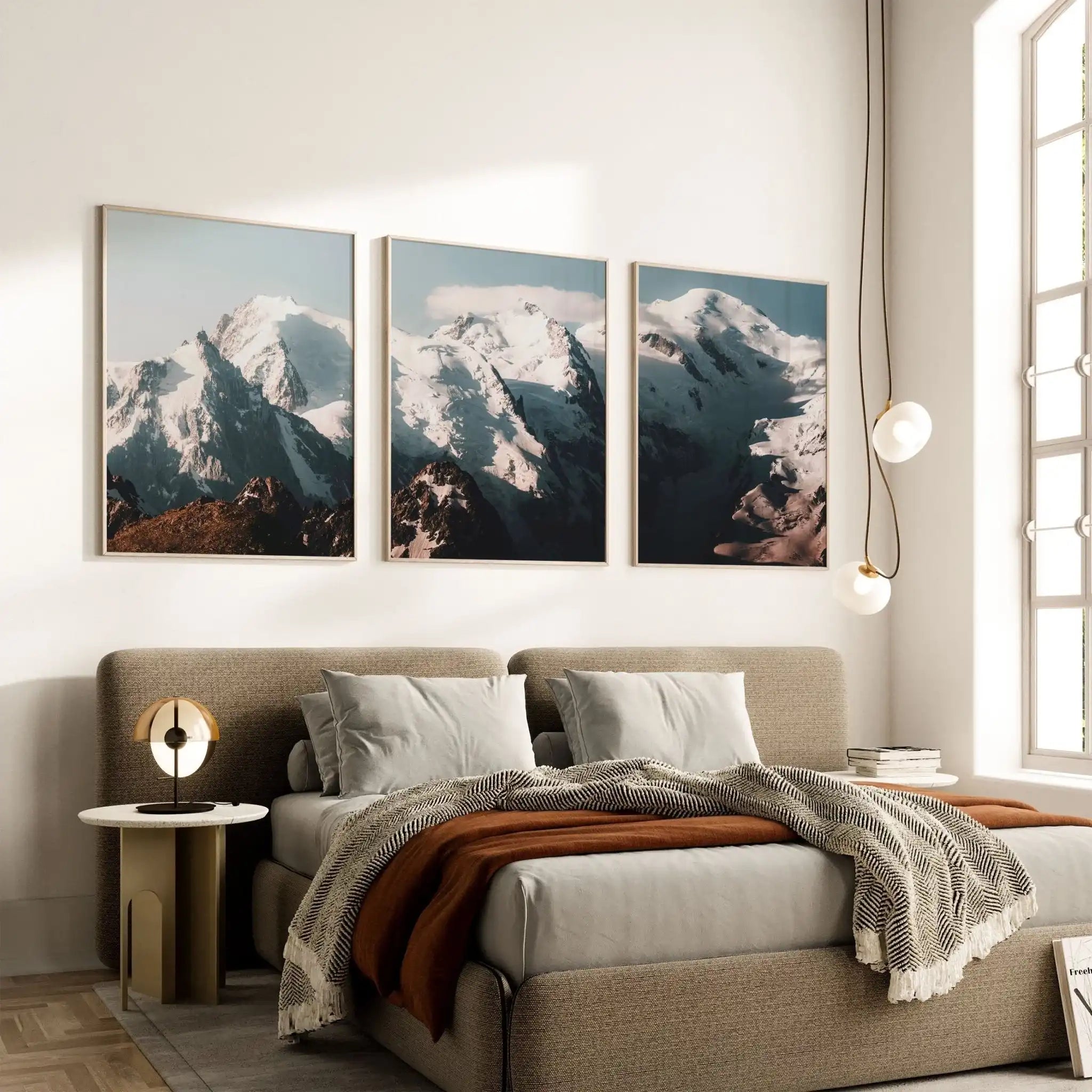 Mont Blanc Massif, Mountain Triptych Wall Art – Landscape Photography Print by Chamonix Prints