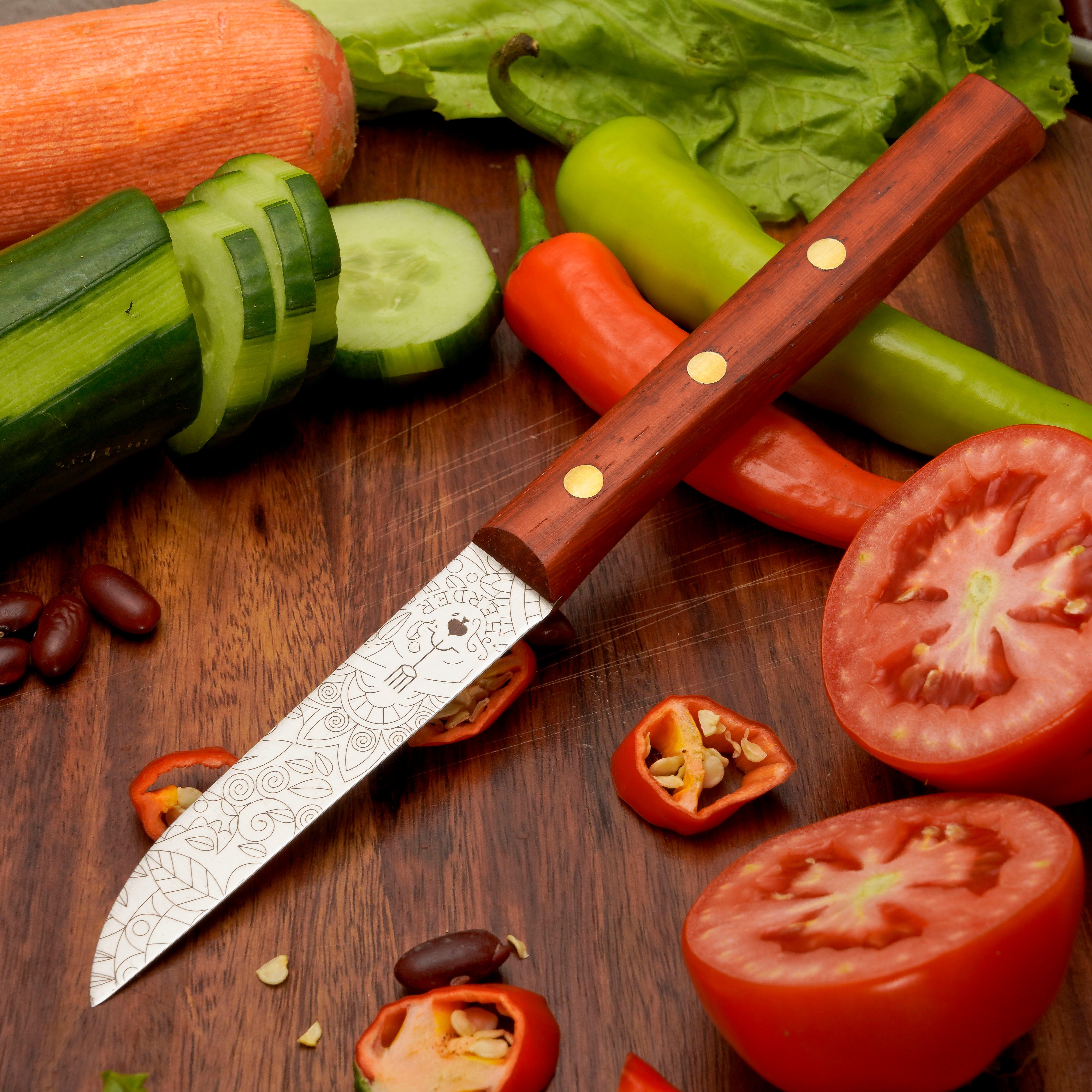 Gemüsemesser Zöppken Style Aus Solingen Mit Dünnschliff Technologie Edler Holzgriff Und Lasergravur Rostfrei Ergonomisch