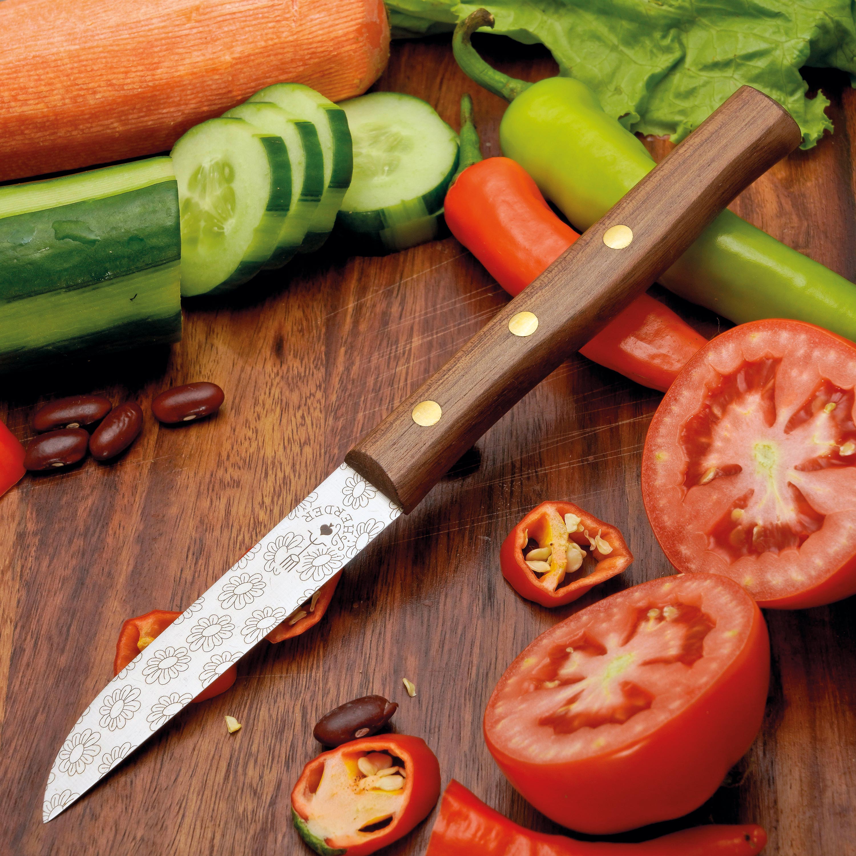 Gemüsemesser Zöppken Style Aus Solingen Mit Dünnschliff Technologie Edler Holzgriff Und Lasergravur Rostfrei Ergonomisch