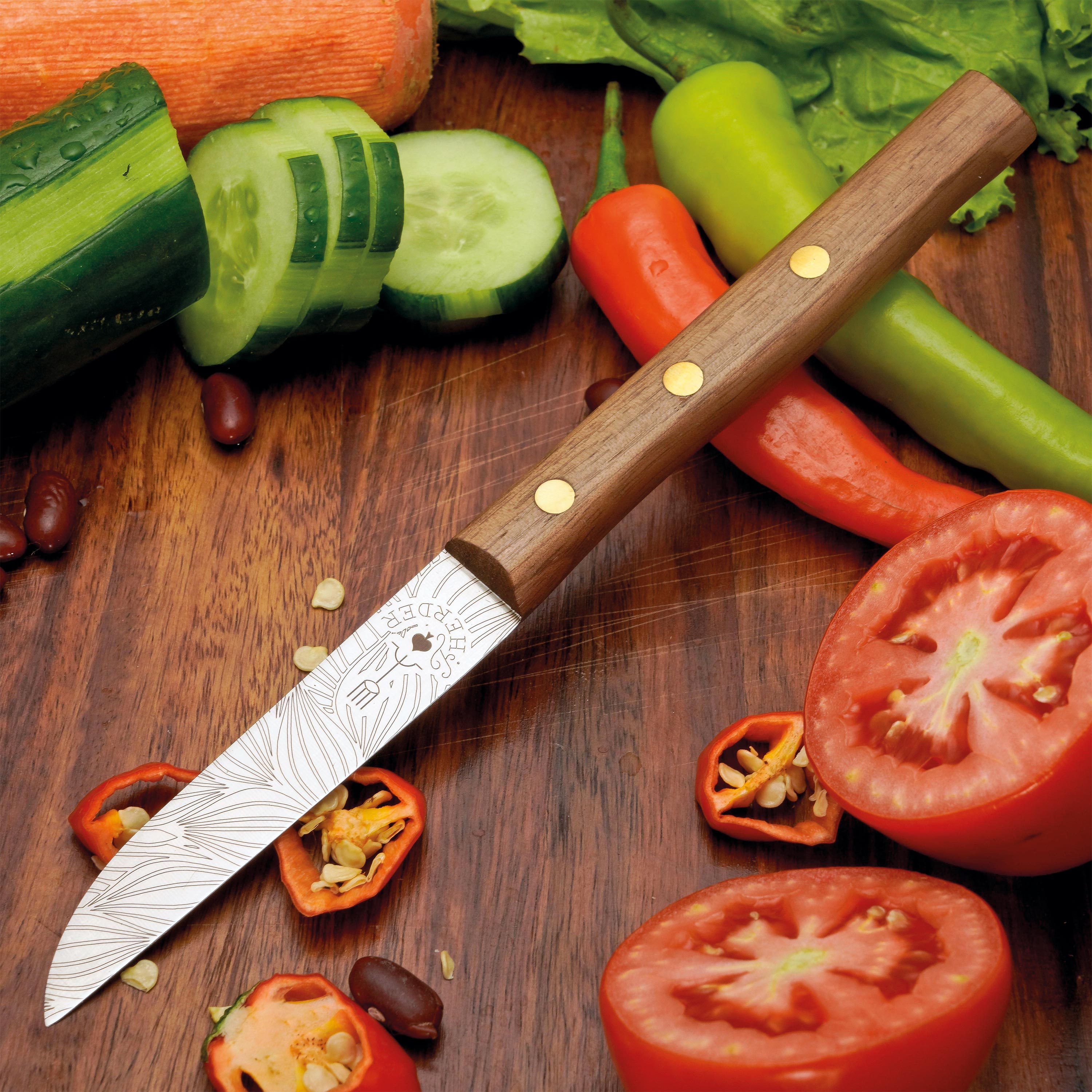 Gemüsemesser Zöppken Style Aus Solingen Mit Dünnschliff Technologie Edler Holzgriff Und Lasergravur Rostfrei Ergonomisch