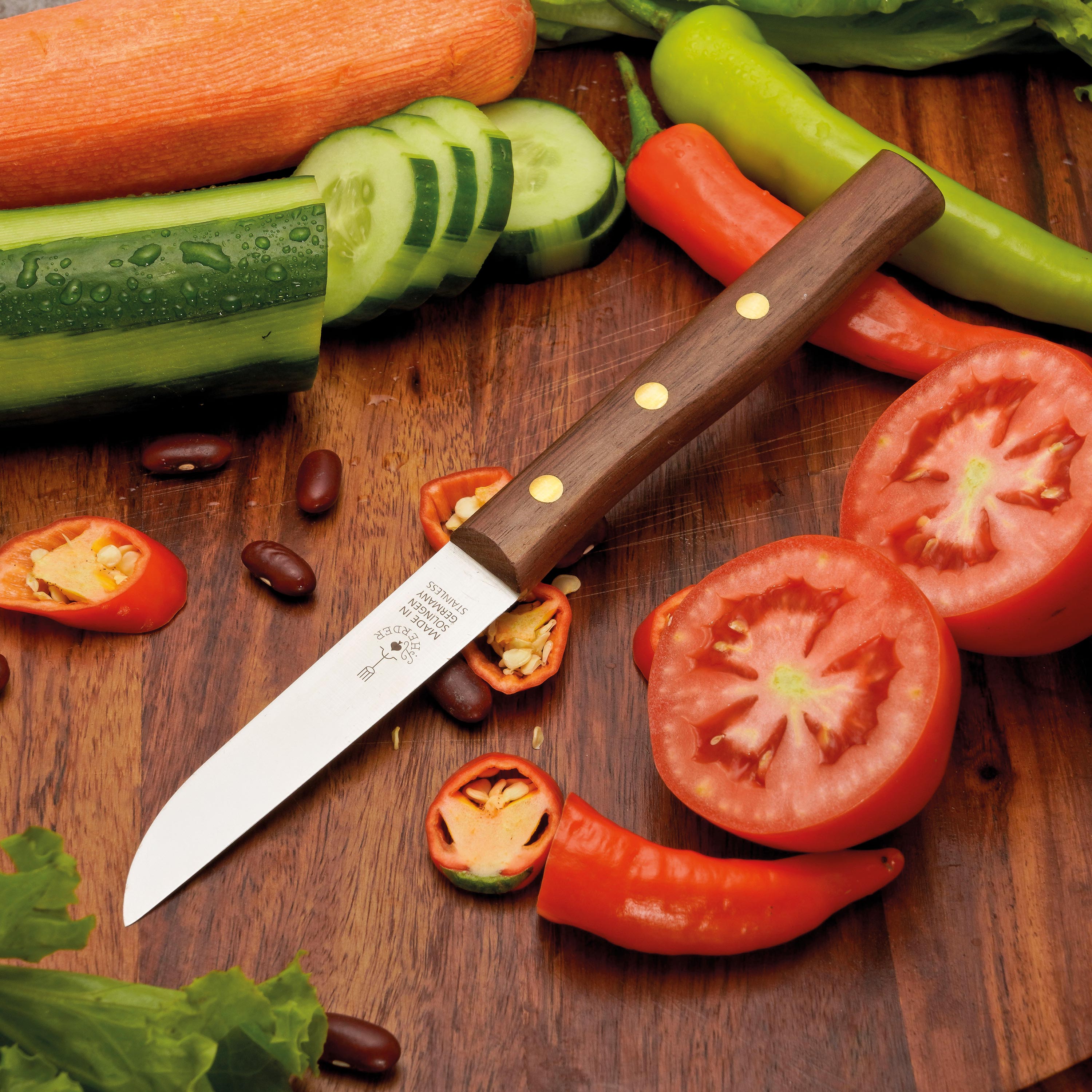 Gemüsemesser Zöppken Style Aus Solingen Mit Dünnschliff Technologie Edler Holzgriff Und Lasergravur Rostfrei Ergonomisch