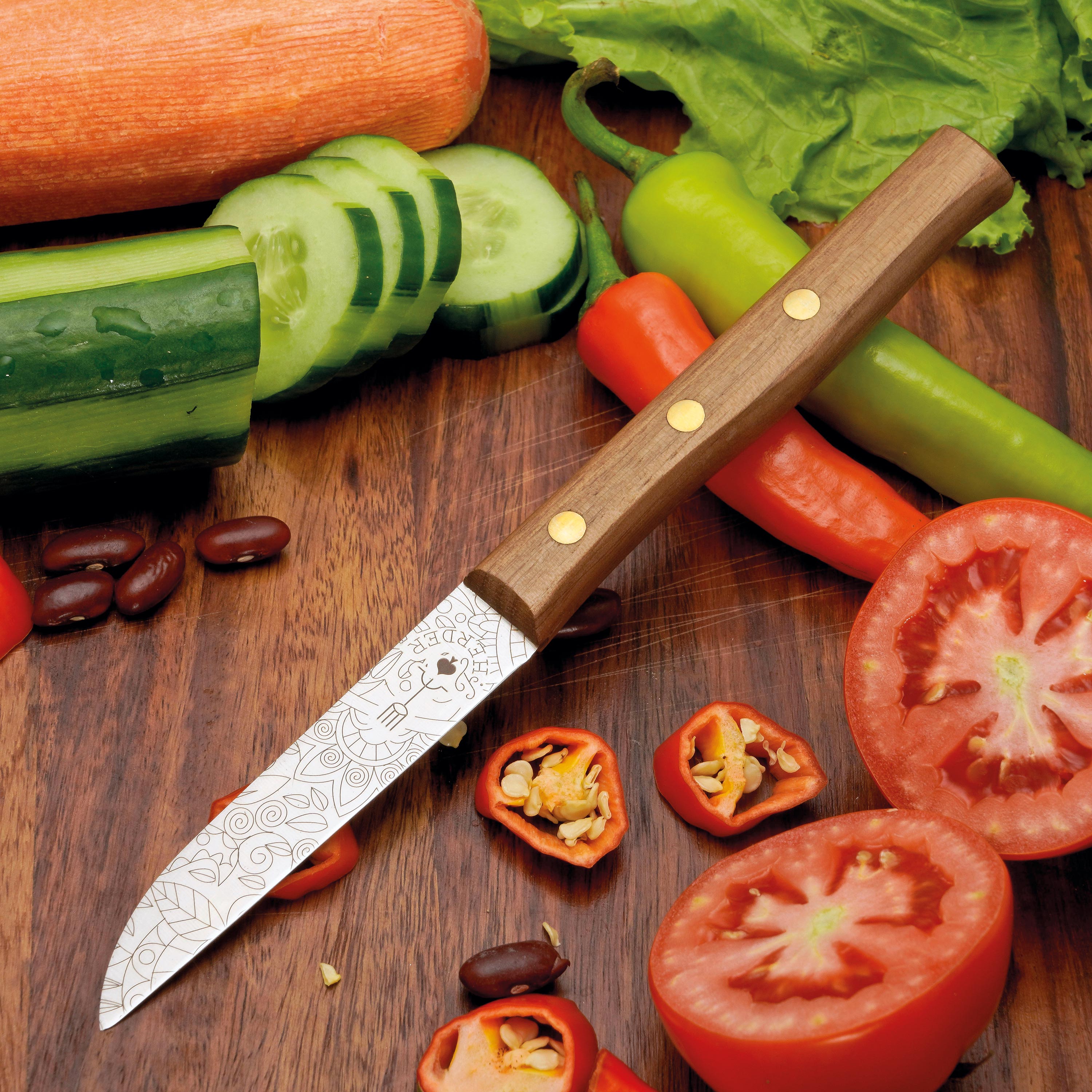 Gemüsemesser Zöppken Style Aus Solingen Mit Dünnschliff Technologie Edler Holzgriff Und Lasergravur Rostfrei Ergonomisch