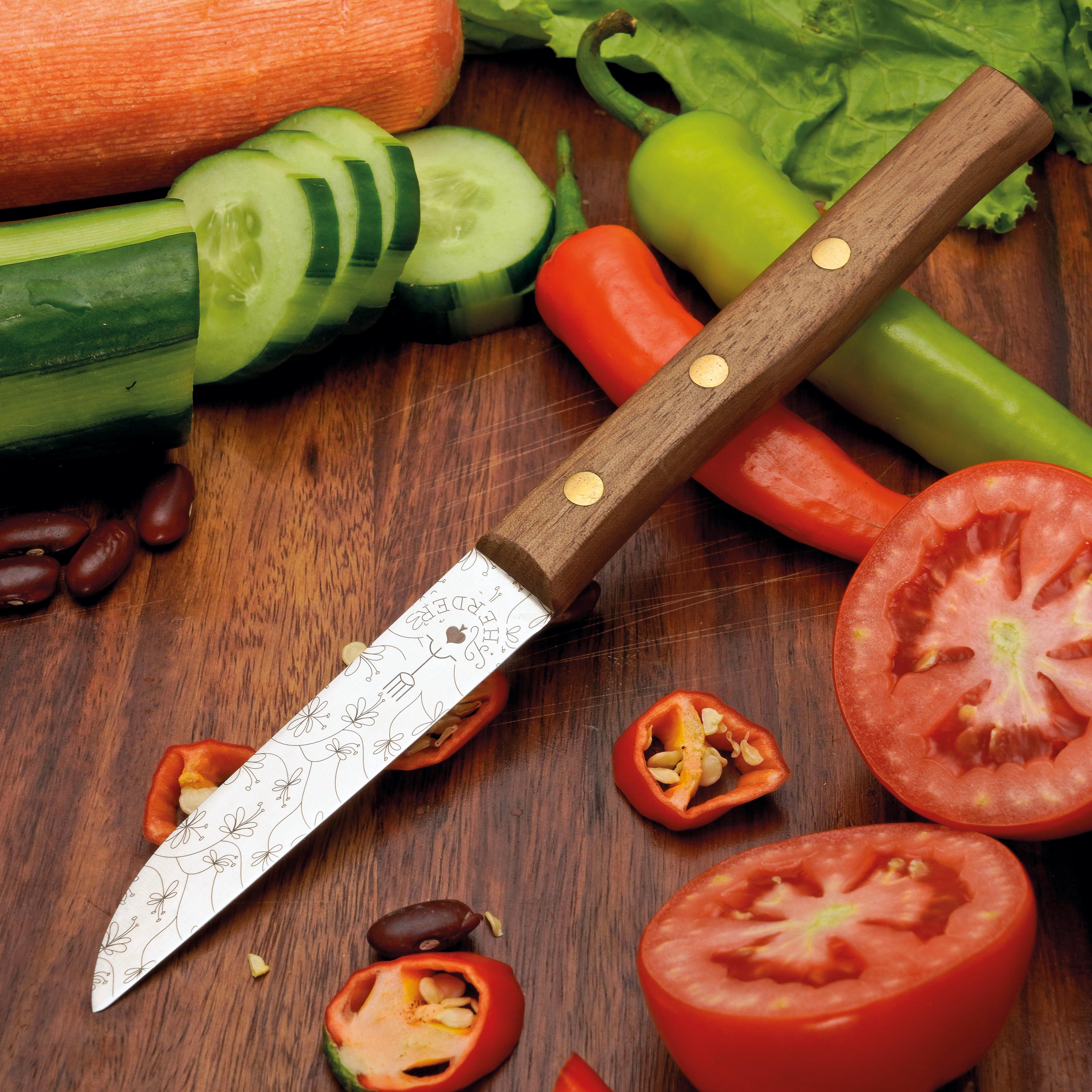 Gemüsemesser Zöppken Style Aus Solingen Mit Dünnschliff Technologie Edler Holzgriff Und Lasergravur Rostfrei Ergonomisch