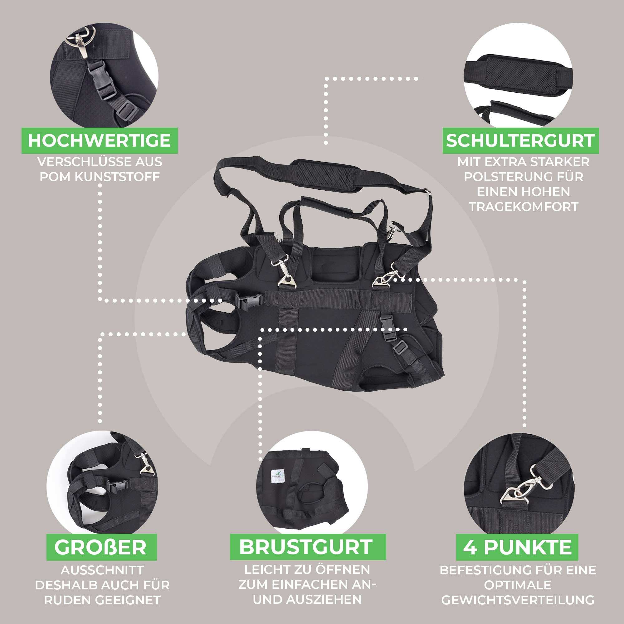 Durchgehende Tragehilfe für Hunde by Nature Pet