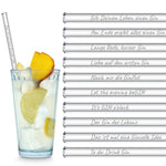 Gin Cocktail Glasstrohhalme Party Set mit 20 Gin Sprüchen & Zitaten - 20 Glastrinkhalme