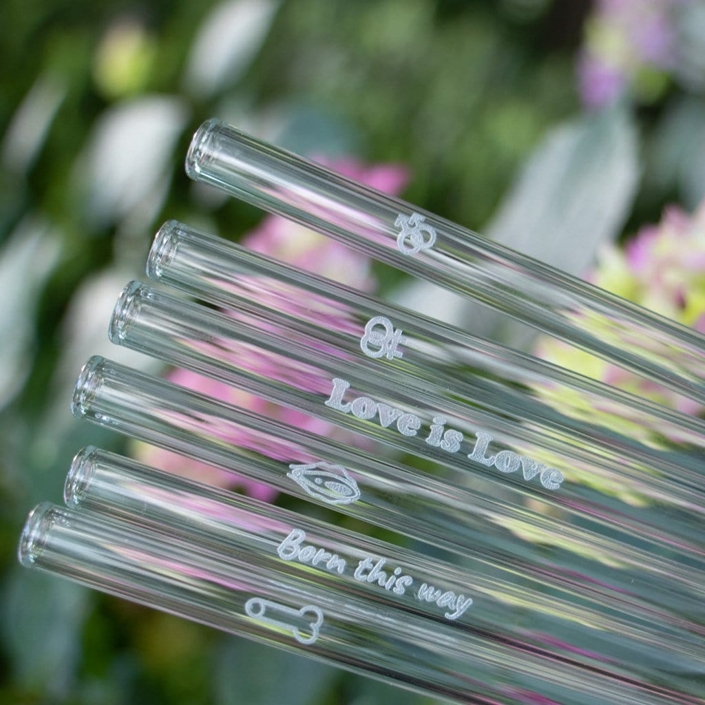 LGBTQ Pride Motive Edition 6x20cm Glasstrohhalme mit gravierten