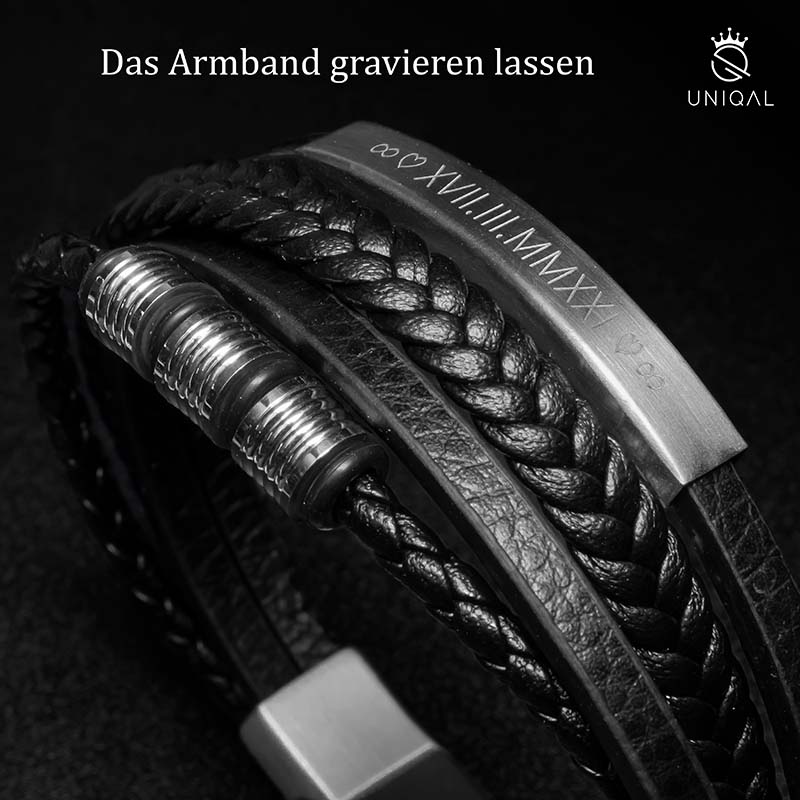 Silver Shape Echtes Rindsleder Lederarmband Unisex Gravierbar Silber 19 21 23 cm Mit Gratis Luxus Etui