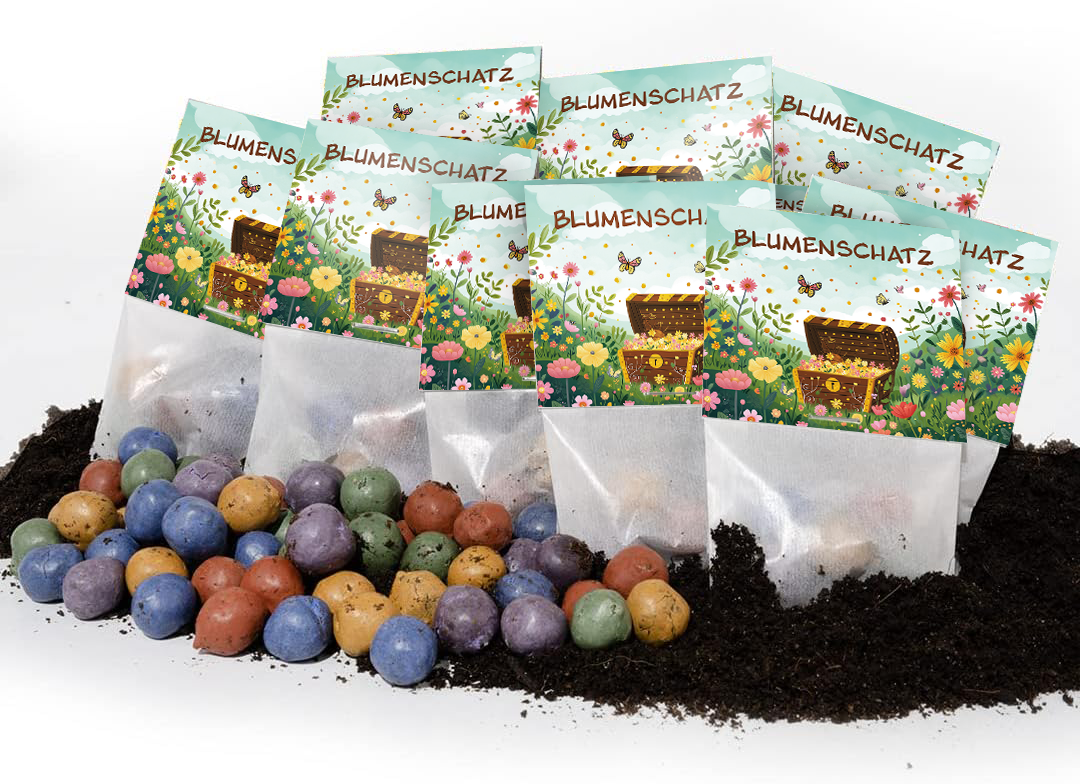 10x5 Blumenmurmeln im Tütchen – Blumenschatz