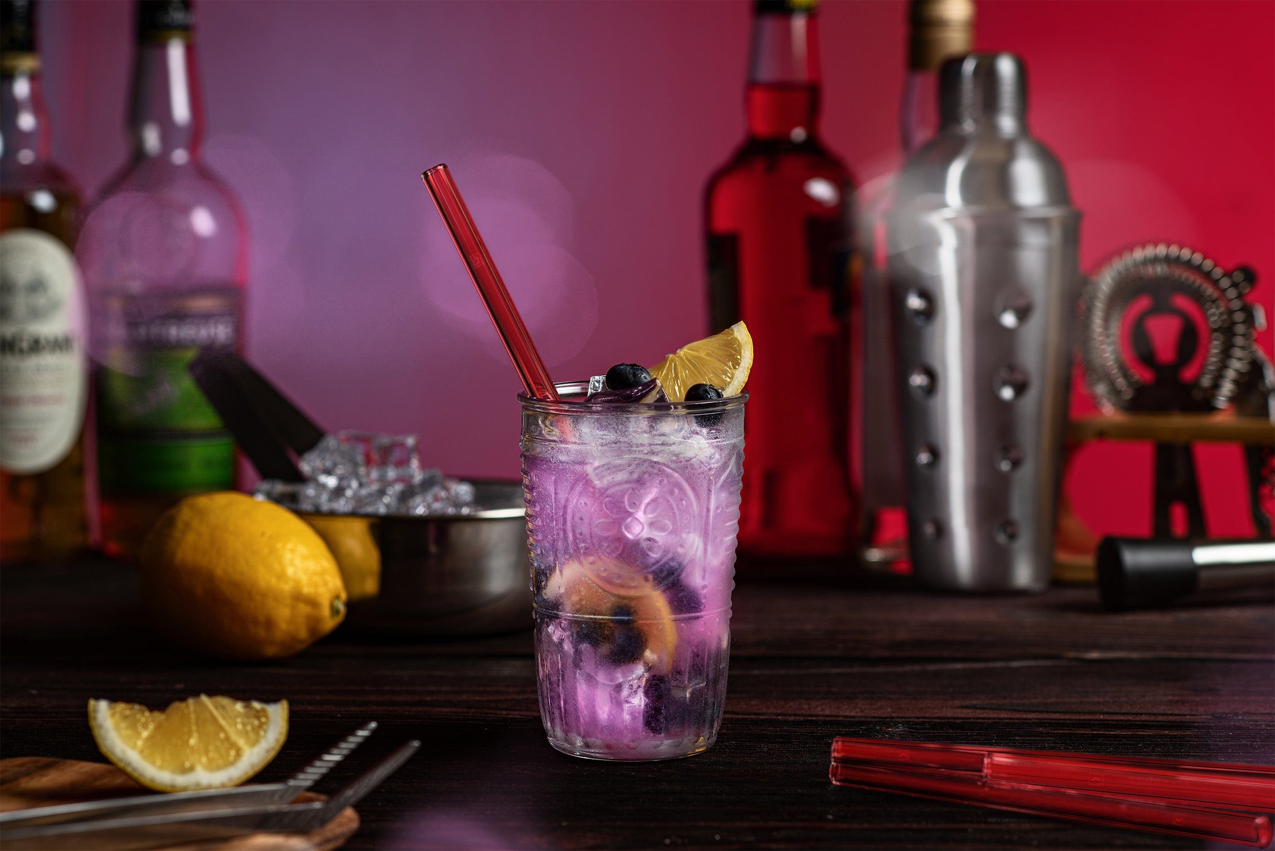 Rote Glasstrohhalme 6x 20cm Gerade