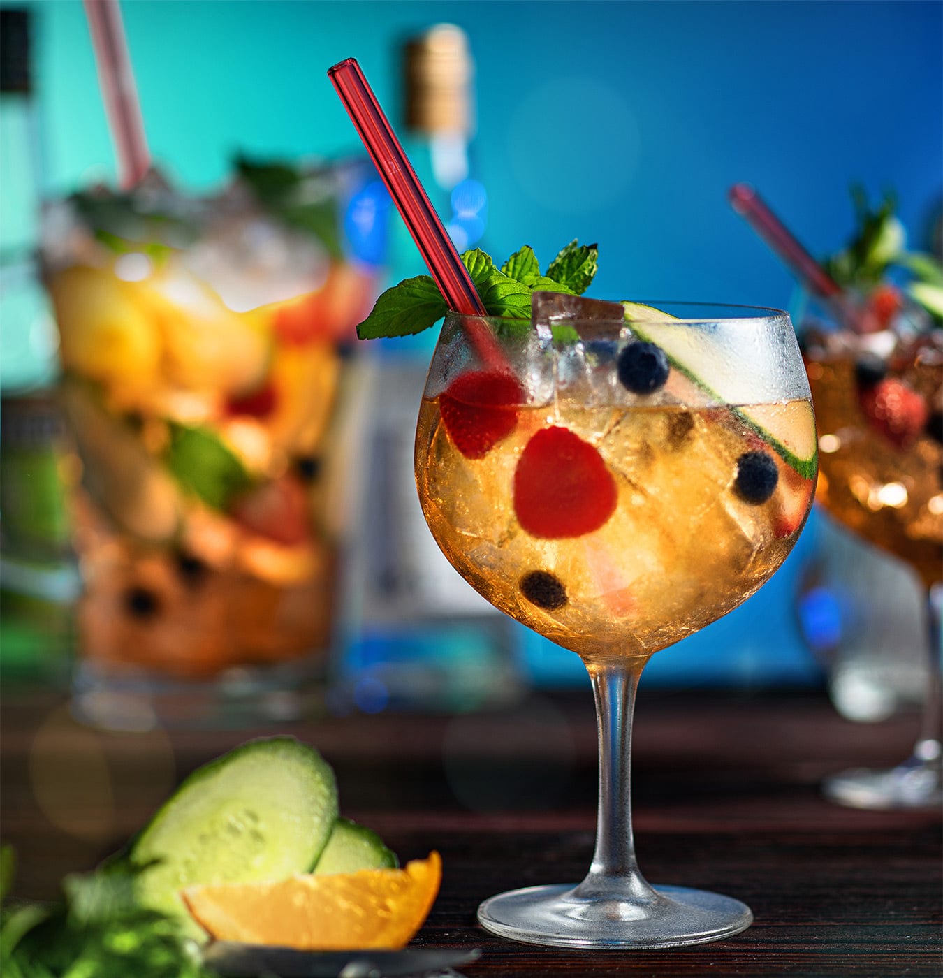 Rote Glasstrohhalme 6x 20cm Gerade