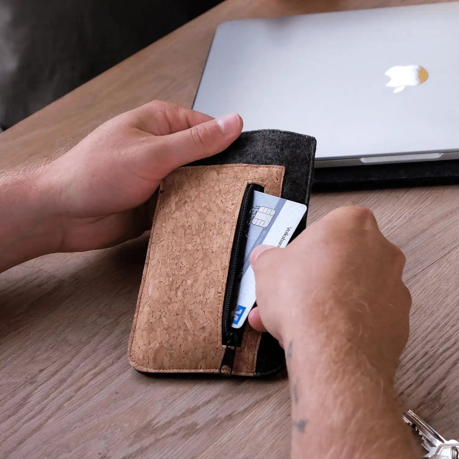 Handytasche mit Kartenfach für Sony Xperia 5 II | anthrazit - bloom | Modell "ZIP"