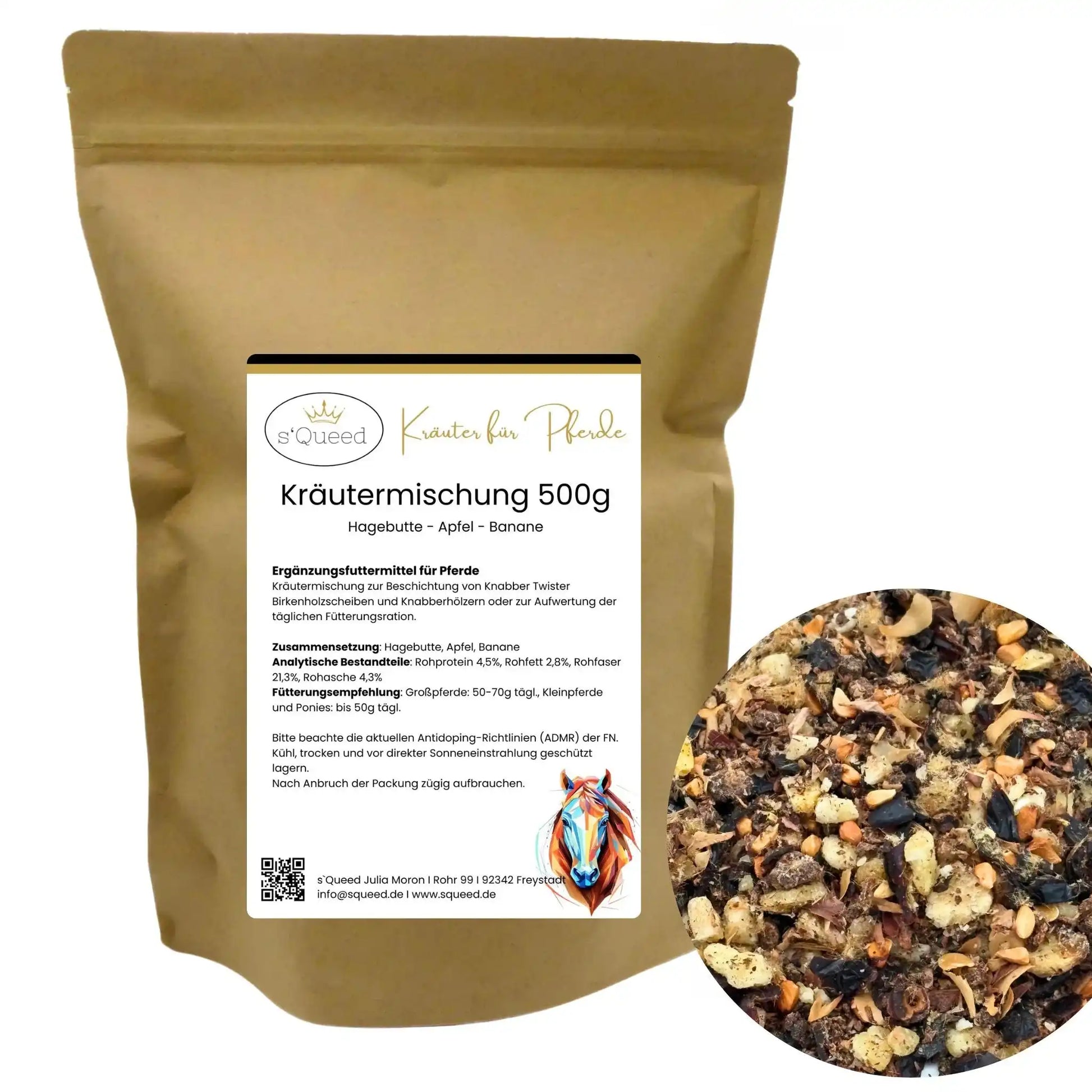 Kräutermischung 500 g Zur DIY Beschichtung Von Knabber Twister Scheiben Und Birkenhölzern Für Pferde by s`Queed