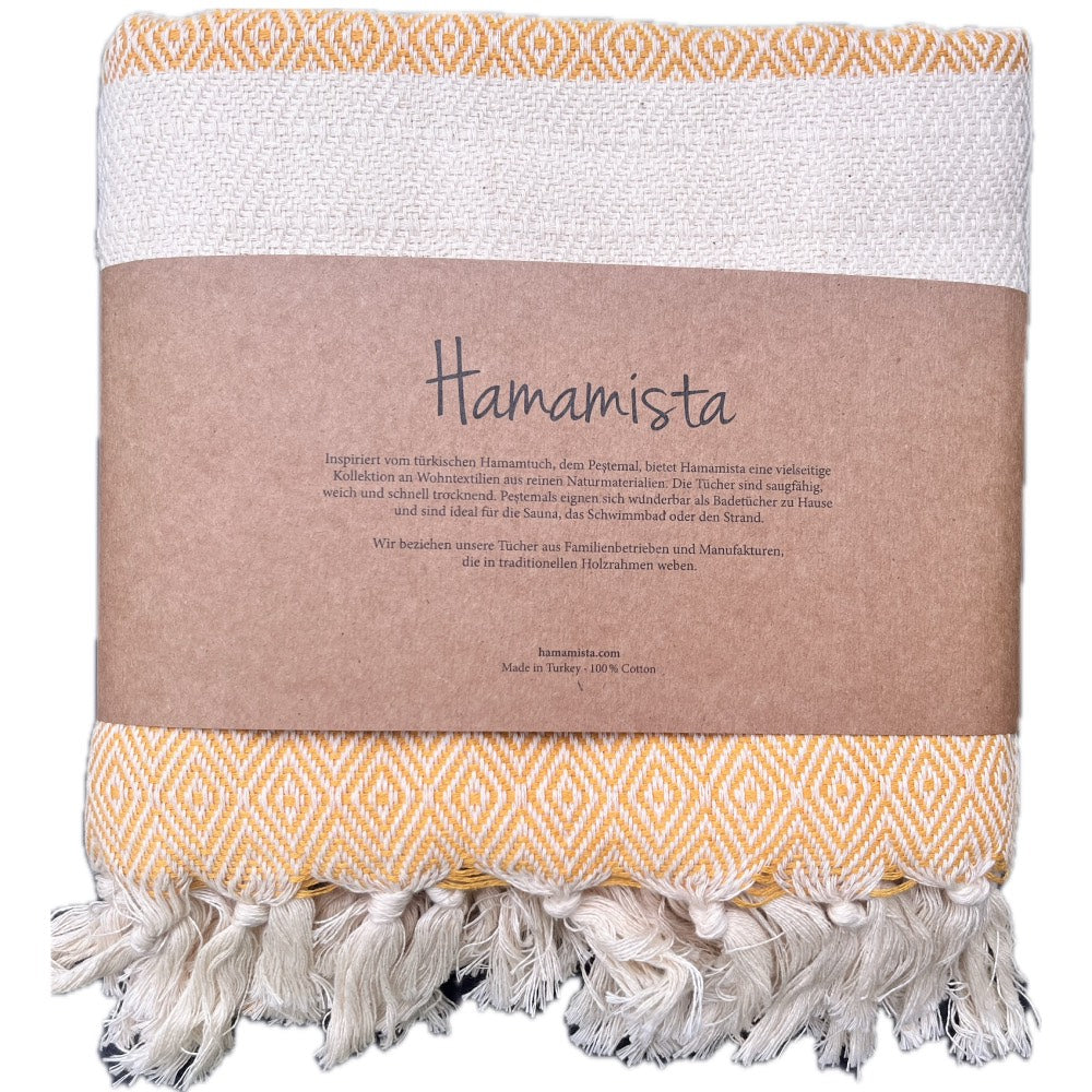 Hamamtuch Charlotte Gelb Handgewebt Pestemal Sehr Gut Oeko Test Strand Sauna Pool Pareo Schal