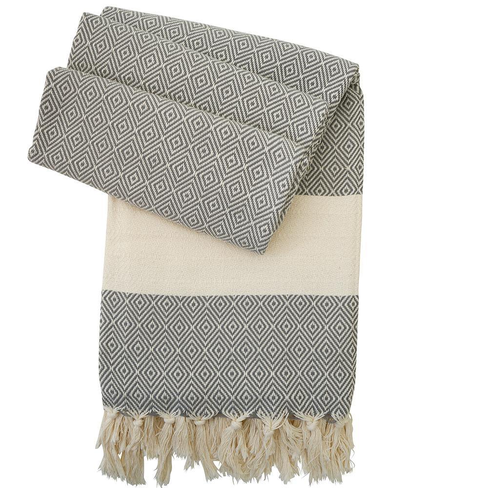 Hamamtuch Charlotte Dunkelgrau Handgewebt Pestemal Sehr Gut Öko-Test Für Strand Sauna Pool Pareo Oder Schal