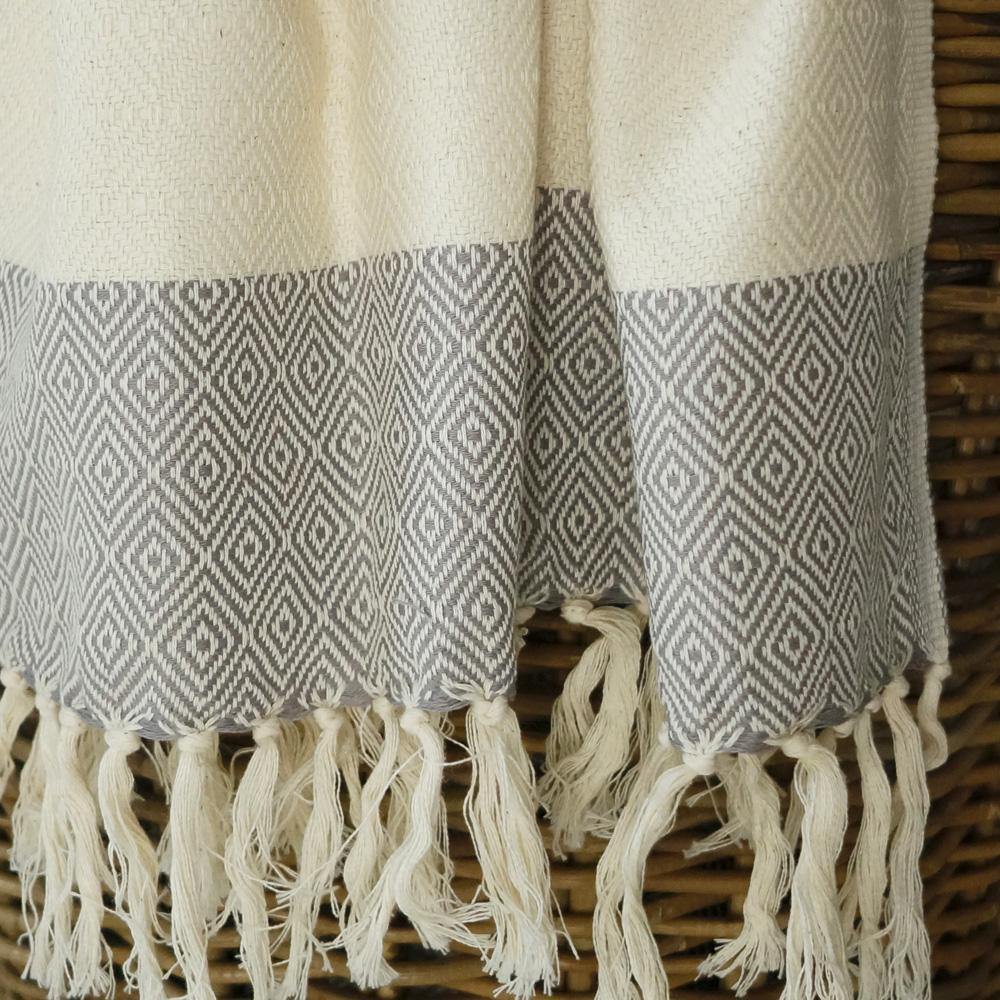 Hamamtuch Charlotte Dunkelgrau Handgewebt Pestemal Sehr Gut Öko-Test Für Strand Sauna Pool Pareo Oder Schal