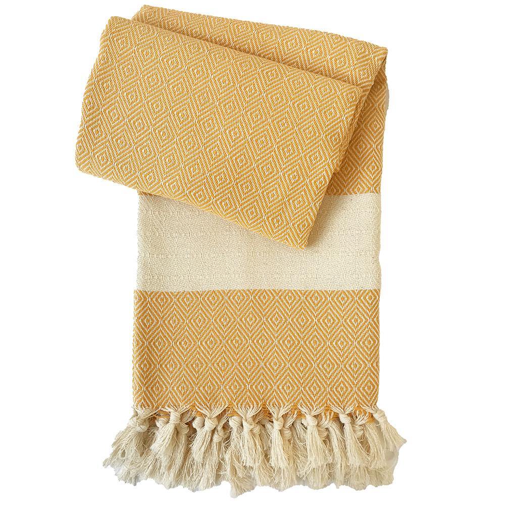 Hamamtuch Charlotte Gelb Handgewebt Pestemal Sehr Gut Oeko Test Strand Sauna Pool Pareo Schal