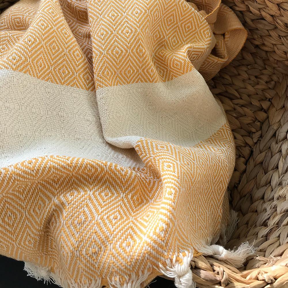 Hamamtuch Charlotte Gelb Handgewebt Pestemal Sehr Gut Oeko Test Strand Sauna Pool Pareo Schal