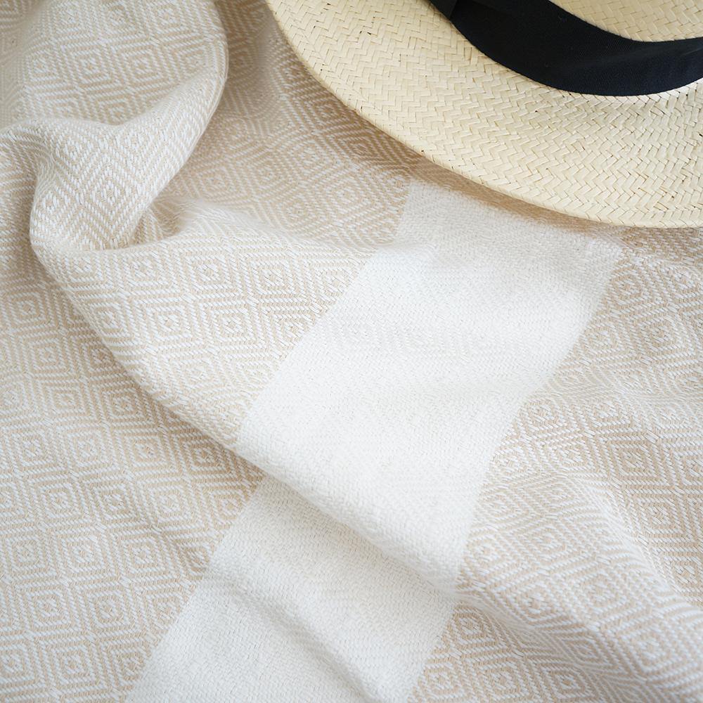 Hamamtuch Charlotte Beige Handgewebt Öko Test Sehr Gut Auszeichnung Strand Sauna Pool Pareo Schal Vielseitig