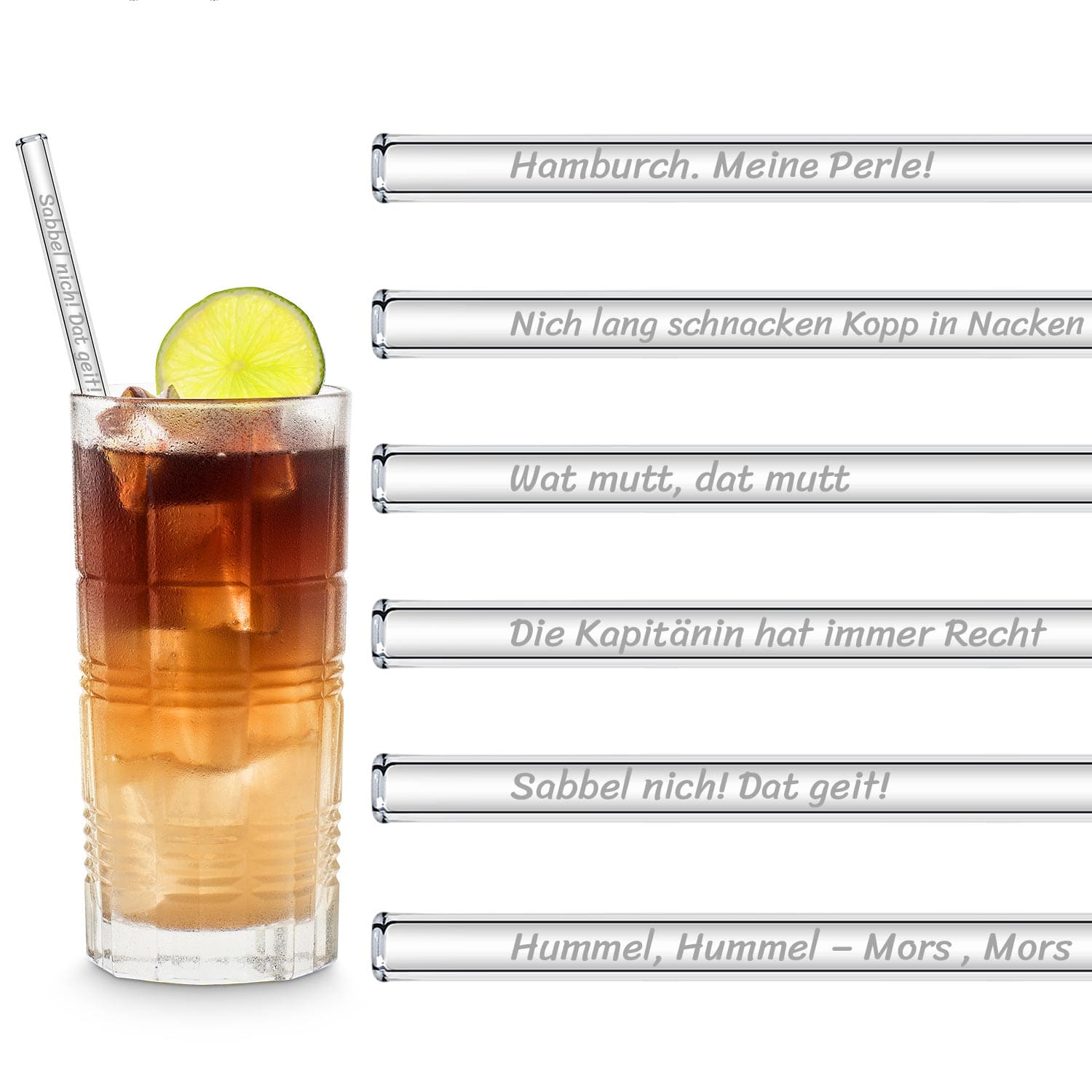 Hamburg Sprüche Glasstrohhalme Edition 6 gravierte lustige Norddeutsch Witze