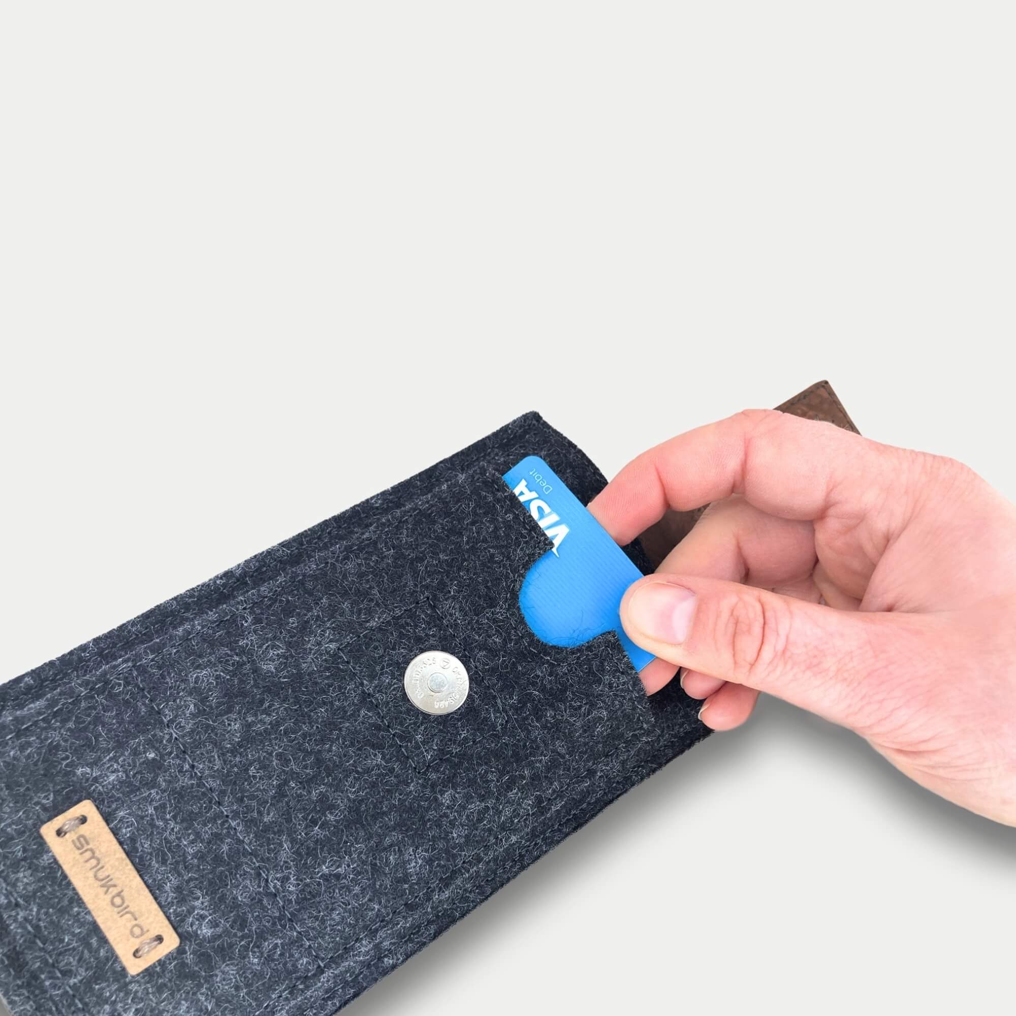 Handy Gürteltasche für iPhone 13 | mit Magnetverschluss und Kartenfach | anthrazit | Modell CLIP