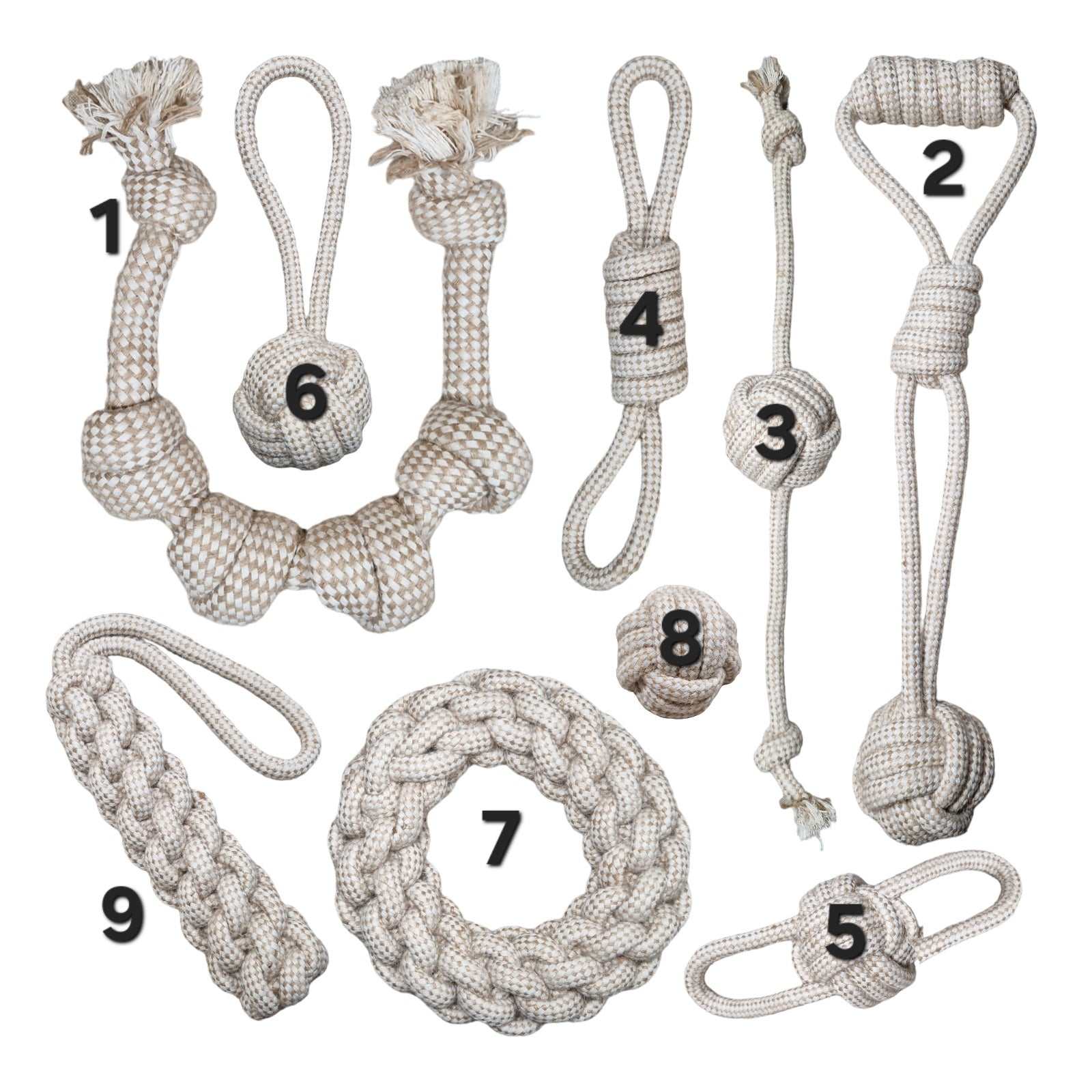 Tauseil Hundekauspielzeug aus Hanffasern und ungebleichter Baumwolle