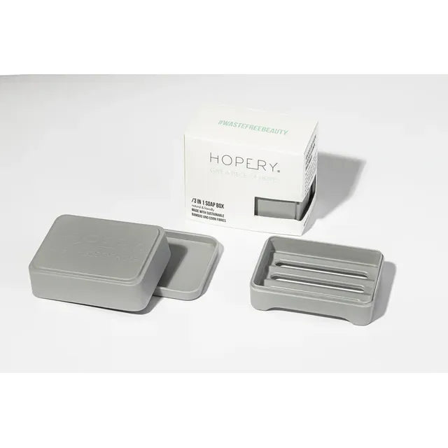 /HOPERY GREY 3 in 1 Soap Box - aus Bambus und Mais