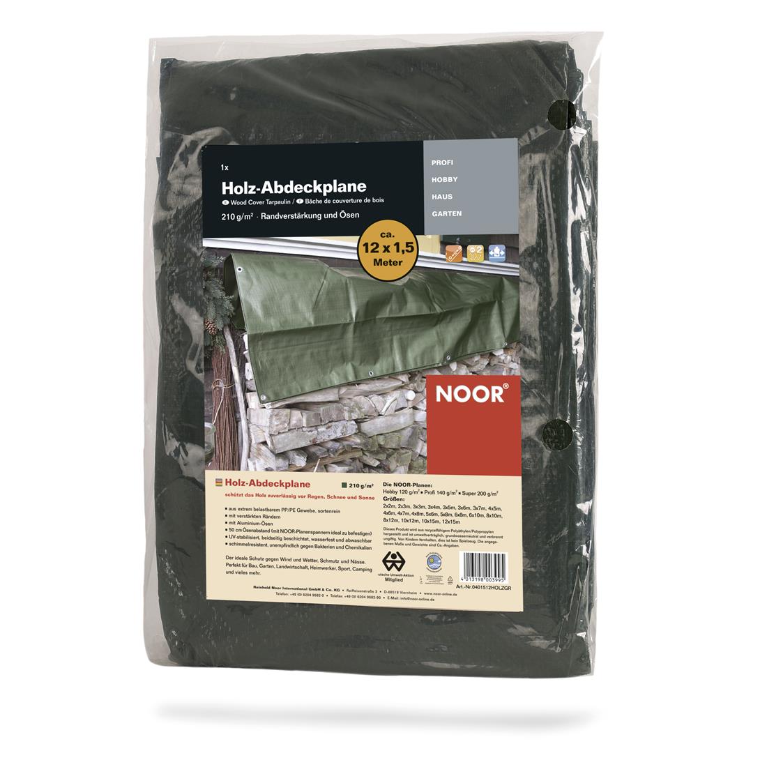 Holz-Abdeckplane PVC - 380 g/m² - 1,5x12 m