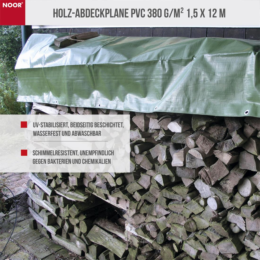 Holz-Abdeckplane PVC - 380 g/m² - 1,5x12 m