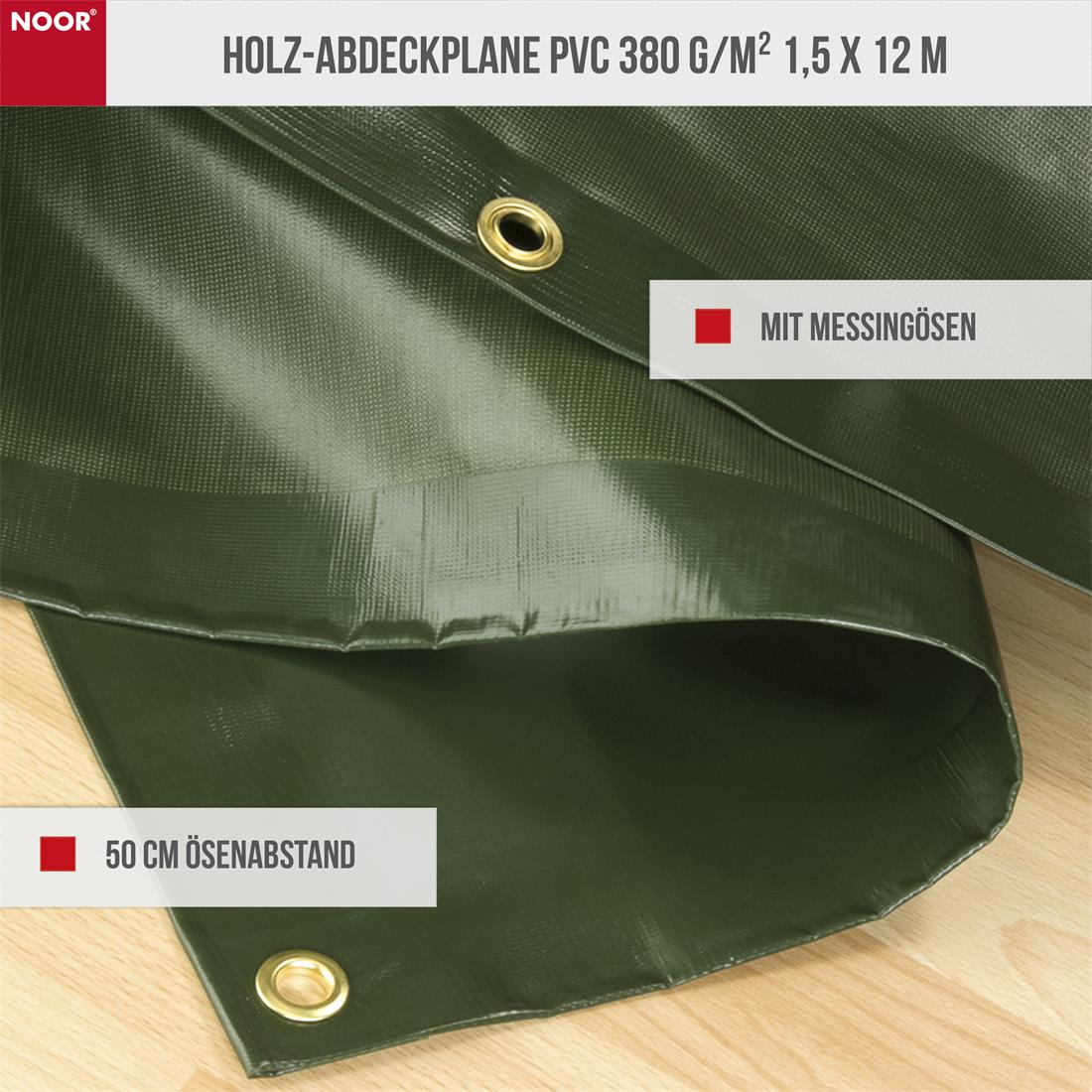 Holz-Abdeckplane PVC - 380 g/m² - 1,5x12 m