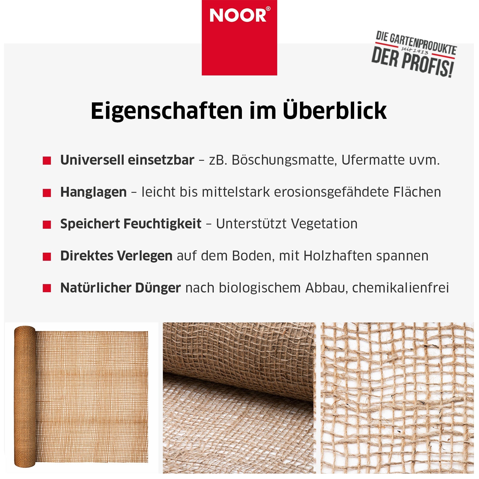 Erosionsschutzmatte Jute - 250 g/m² oder 500g/m²