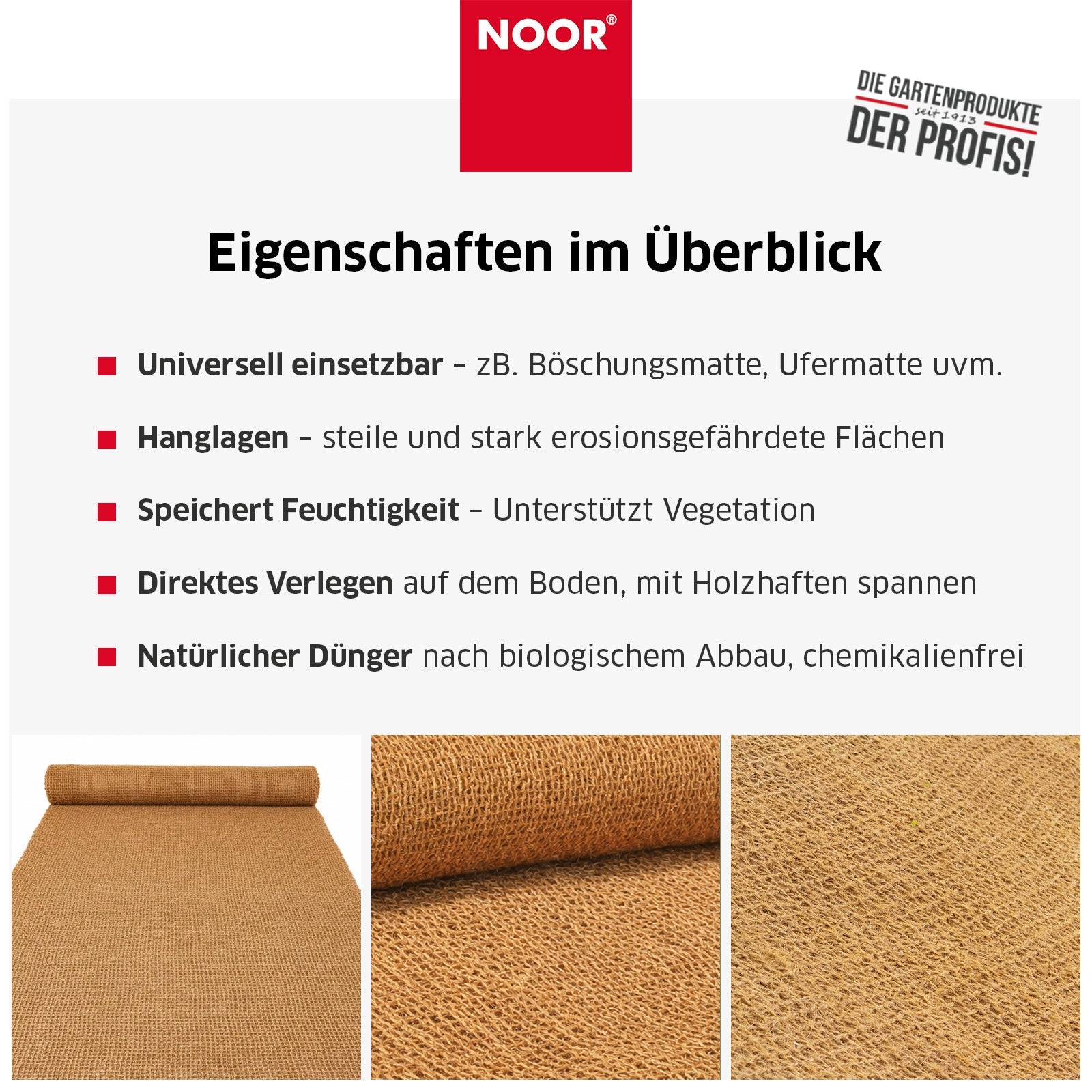 Erosionsschutzmatte Kokos - 400 g/m² oder 700 g/m²