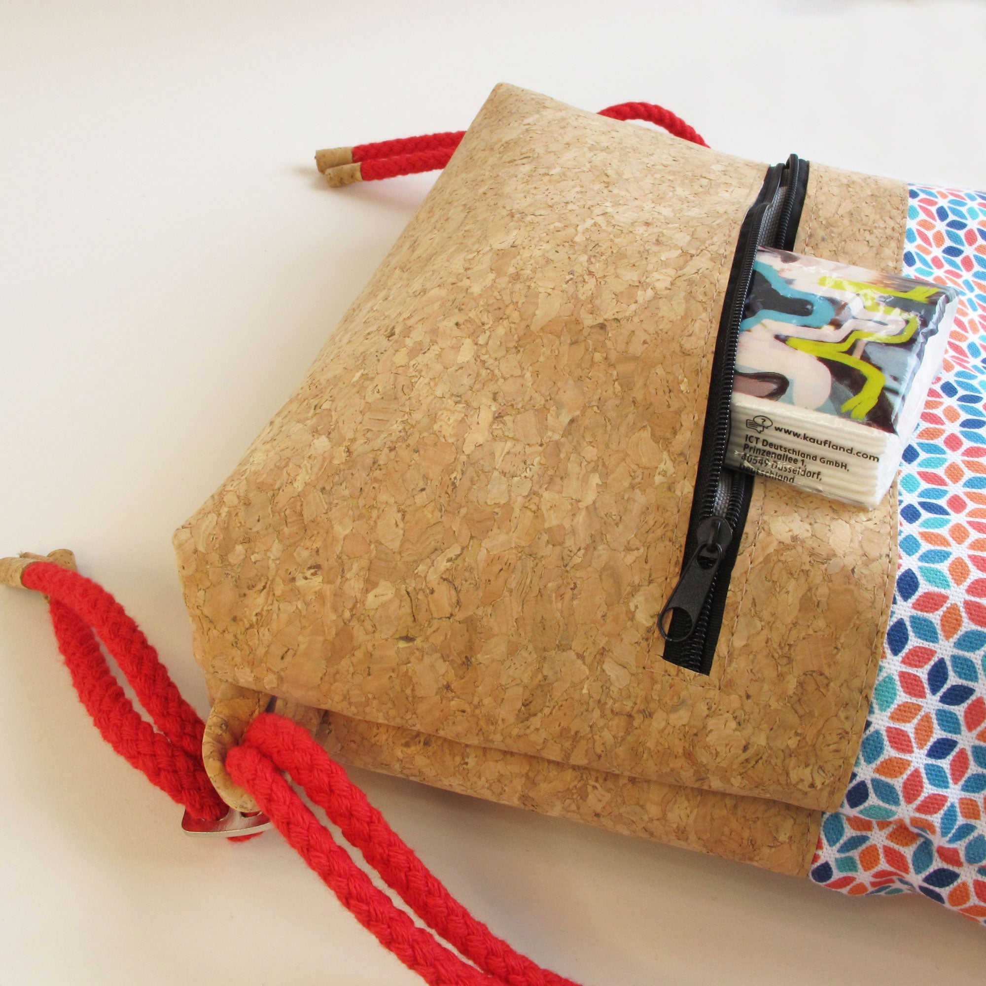 Turnbeutel für Kinder, kleiner Rucksack | aus Baumwolle und Kork | Colorful