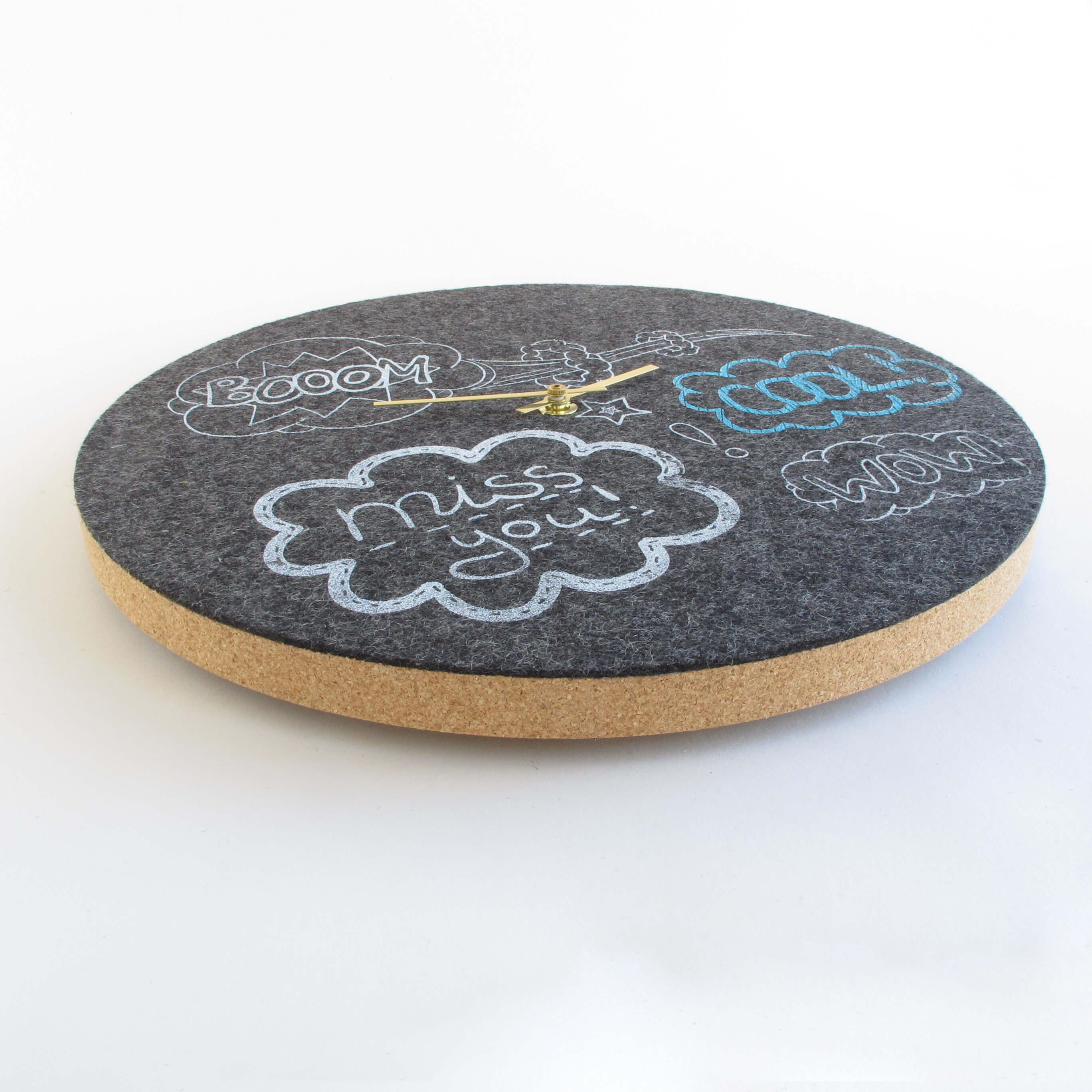 Wanduhr aus Filz und Kork 30 cm | Design "Cool" by Anja Streese