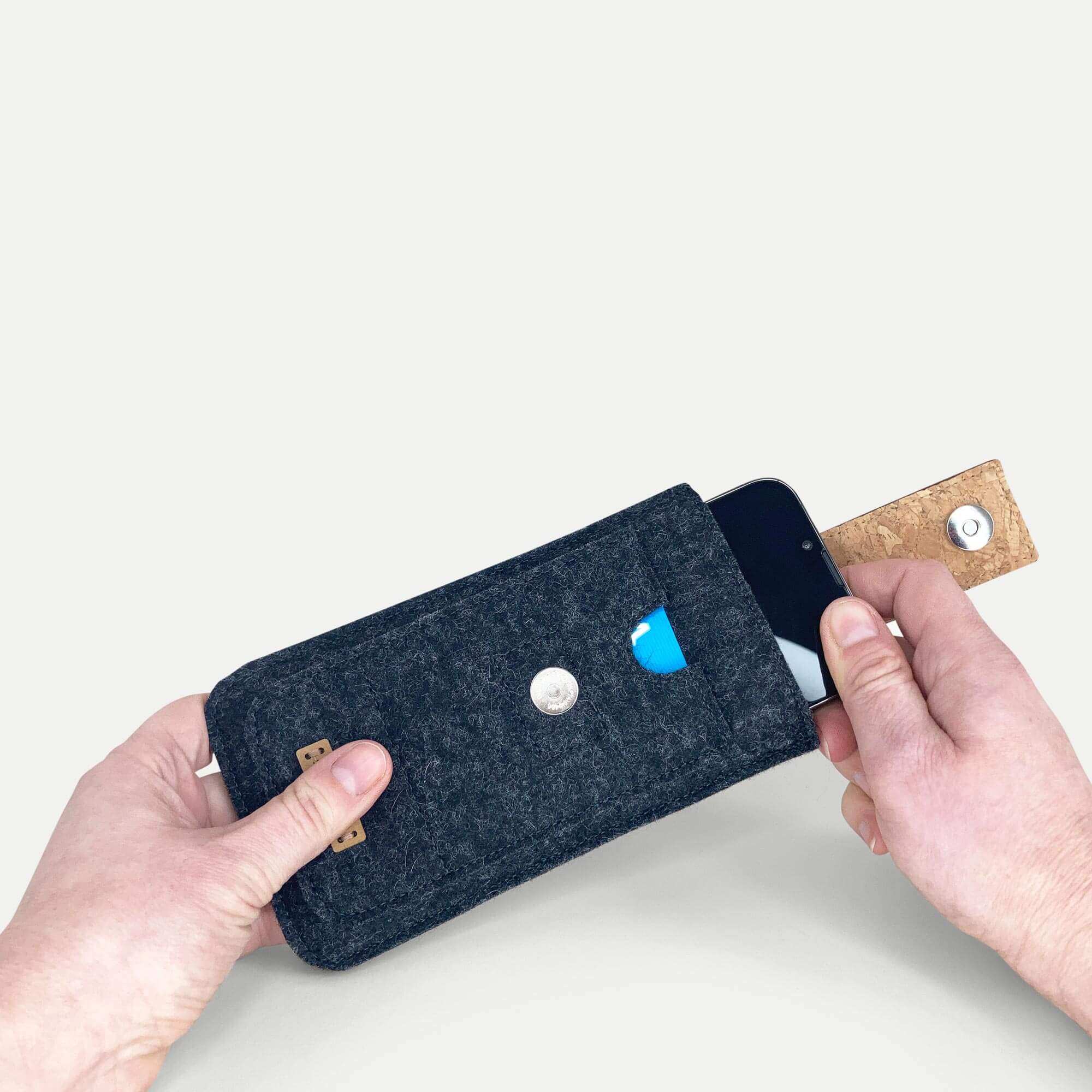 Handytasche für Samsung Galaxy M22 | mit Magnetverschluss und extra Fach | anthrazit - Shapes | Modell HAKA