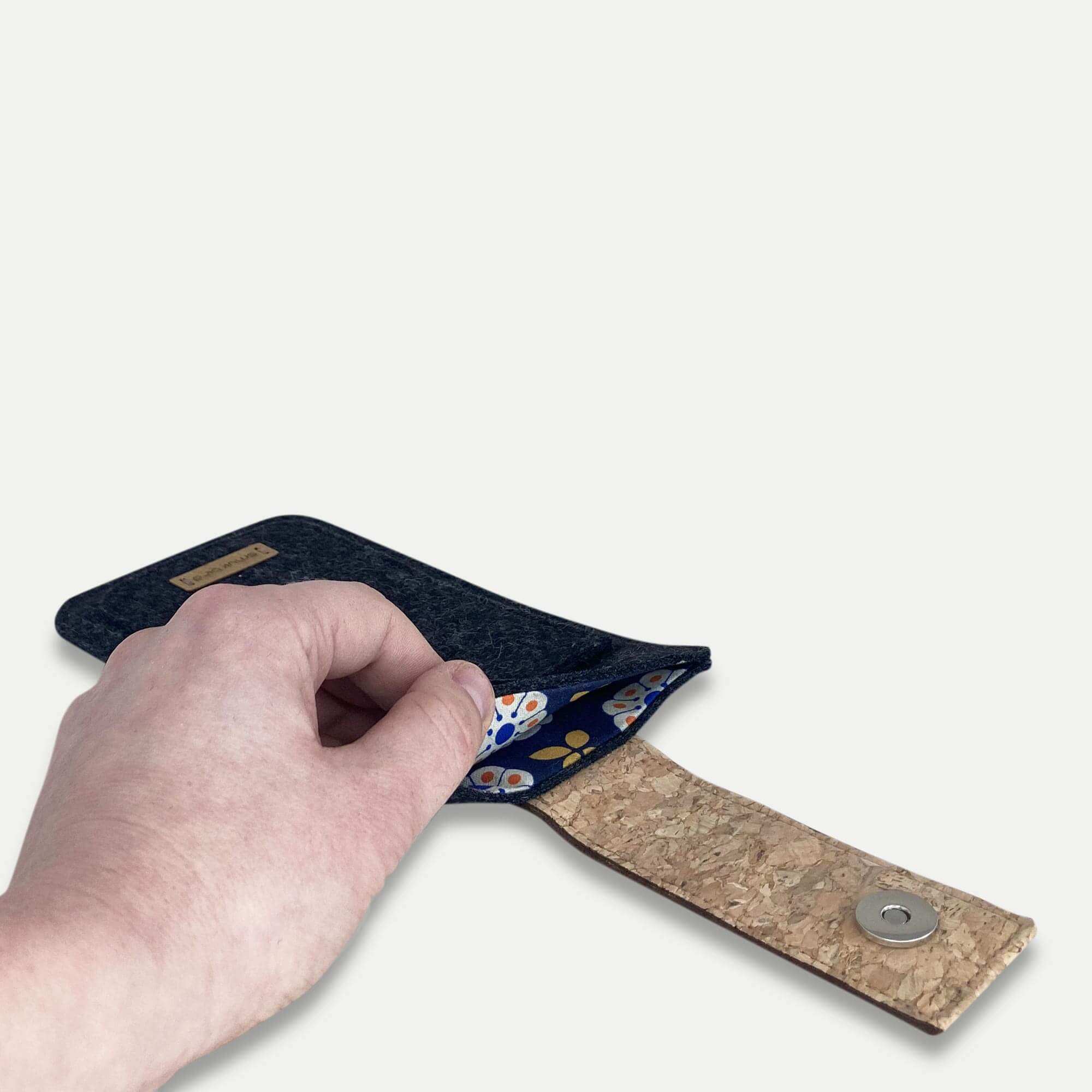 Handytasche für Google Pixel 4a | mit Magnetverschluss und extra Fach | anthrazit - Bloom | Modell HAKA